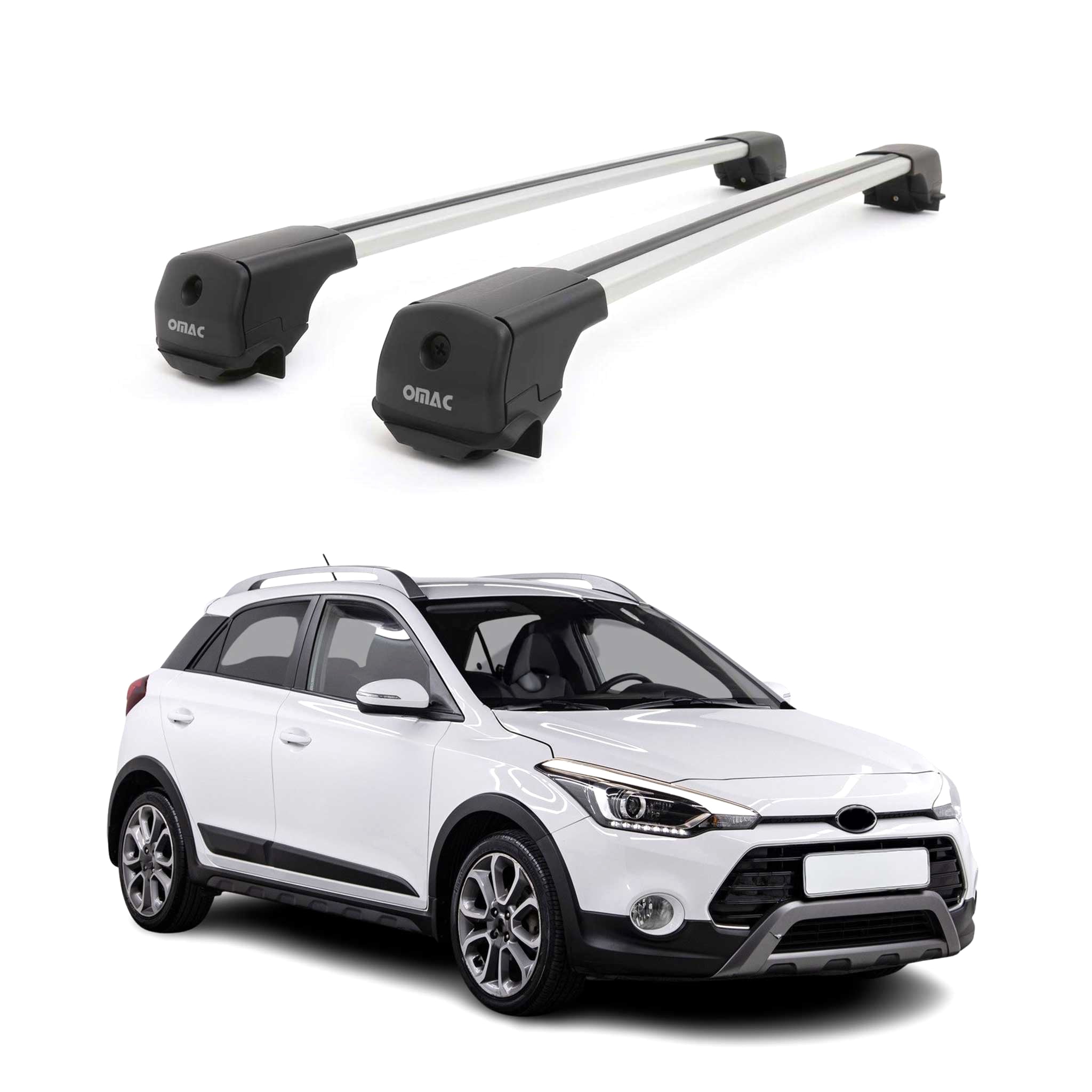 Dachträger Grundträger für Hyundai i20 Active 2016-2020 Aluminium 75kg Grau 2tlg