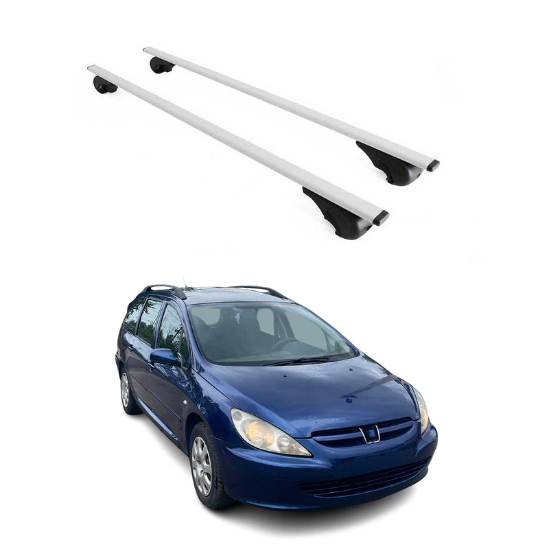 Dachträger Grundtäger für Peugeot 307 Kombi 2002-2008 75kg Metall Silber 2 tlg