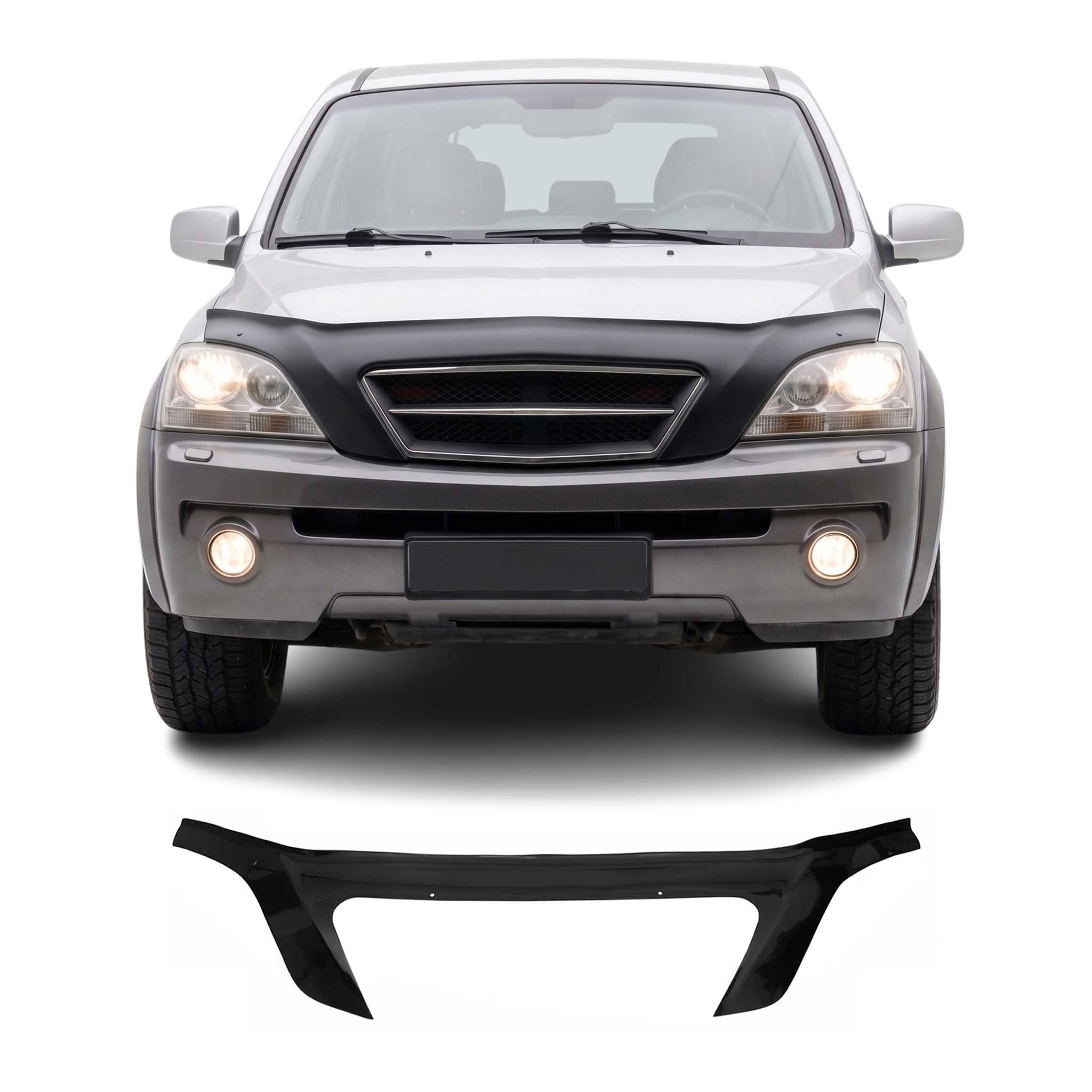 Motorhaube Deflektor Steinschlagschutz für Kia Sorento mk1 2002-2009 Schwarz