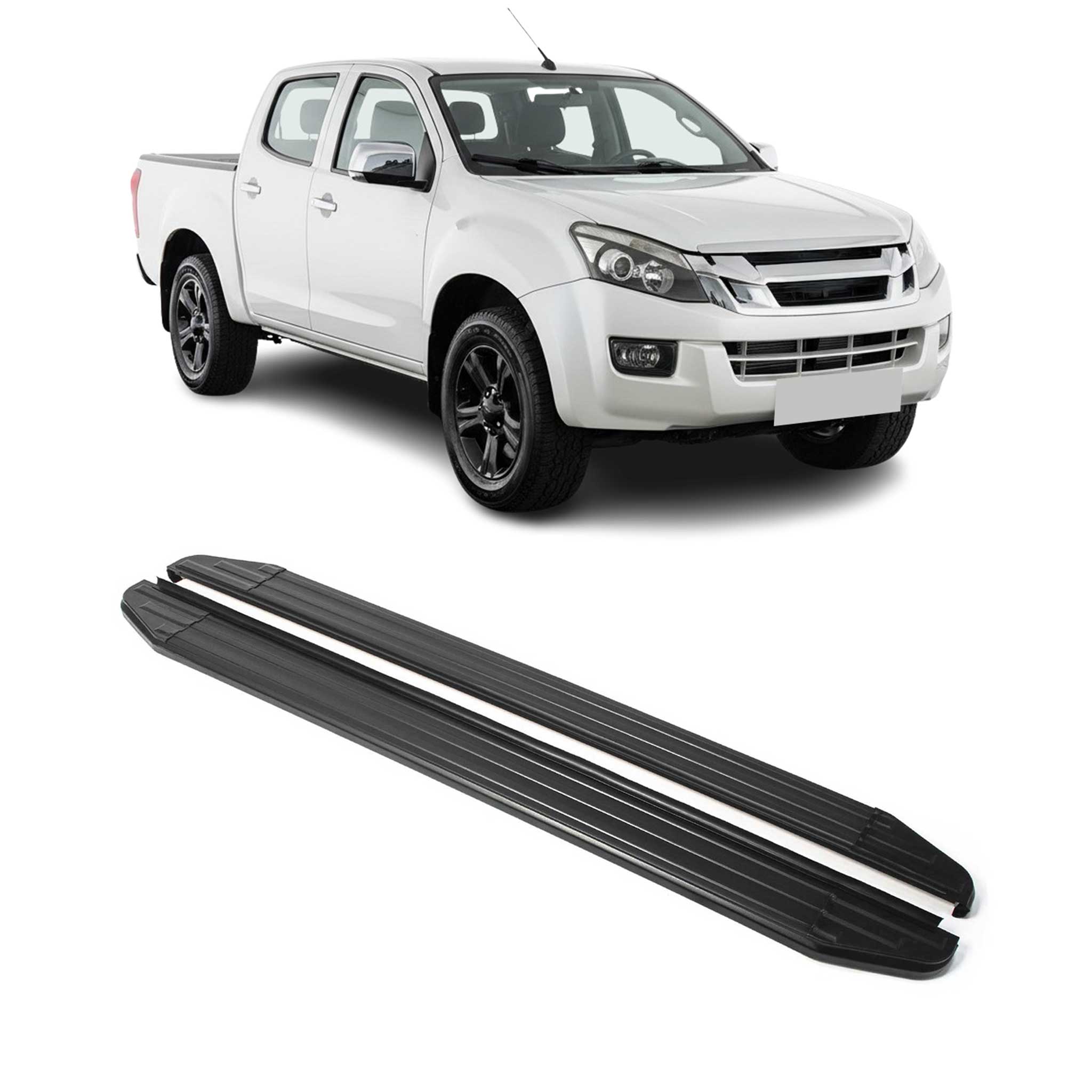 Trittbretter Seitenschweller für Isuzu D-Max 2015-2021 Alu Schwarz ABE