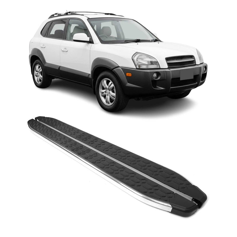 Trittbretter Seitenschweller für Hyundai Tucson JM 2004-2009 Stahl Schwarz Grau