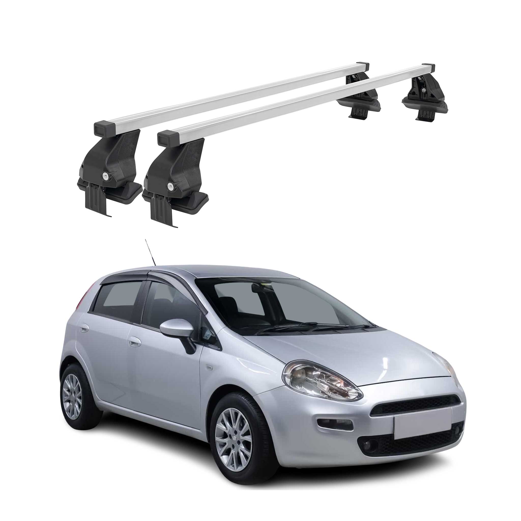 Menabo Dachträger Grundtäger für Fiat Punto mk3 2012-2018 3tür 50kg Stahl Silber