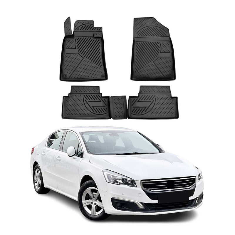 OMAC Gummimatten Fußmatten für Peugeot 508 2010-2018 TPE Automatten Schwarz 4x