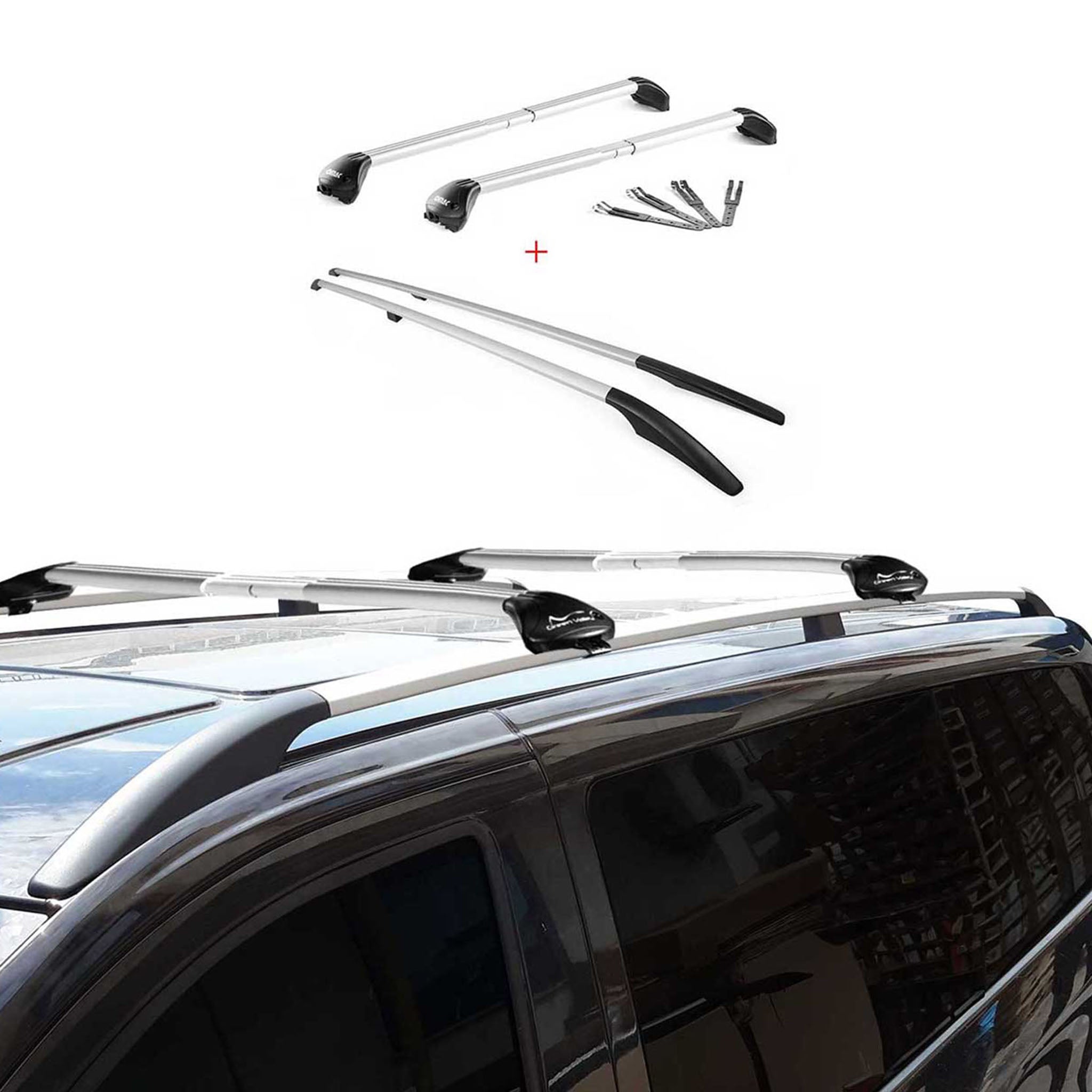 Dachreling + Dachträger Satz für Porsche Cayenne 9PA 2002-2010 Alu Grau