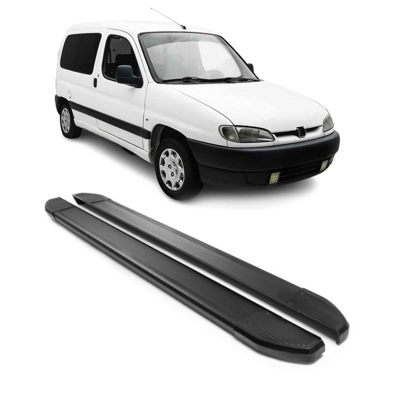 Alu Seitenschweller Trittbretter für Peugeot Partner 1996-2008 Schwarz 2tlg
