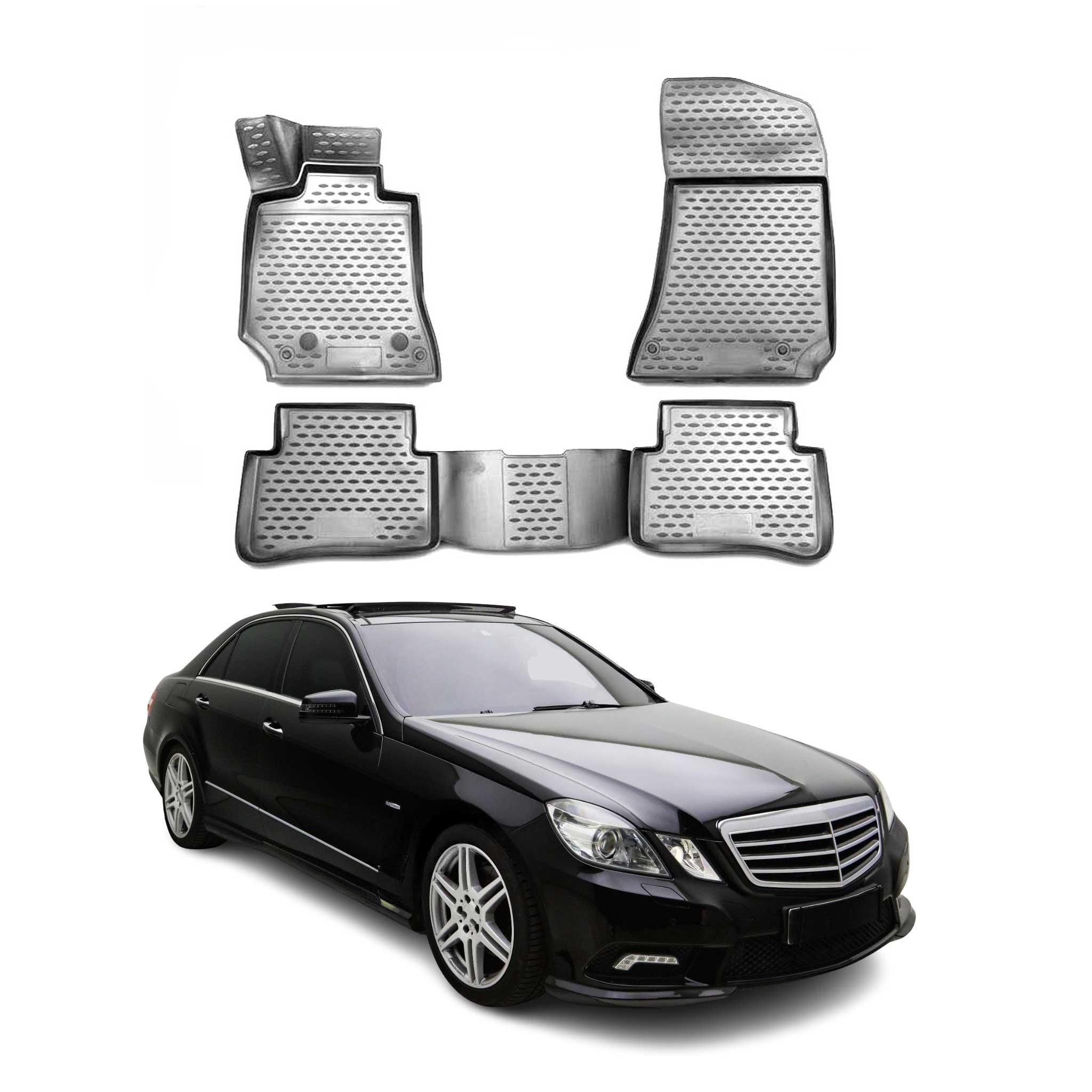 OMAC Gummimatten Fußmatten für Mercedes W212 2013-2016 TPE Automatten Grau 4x