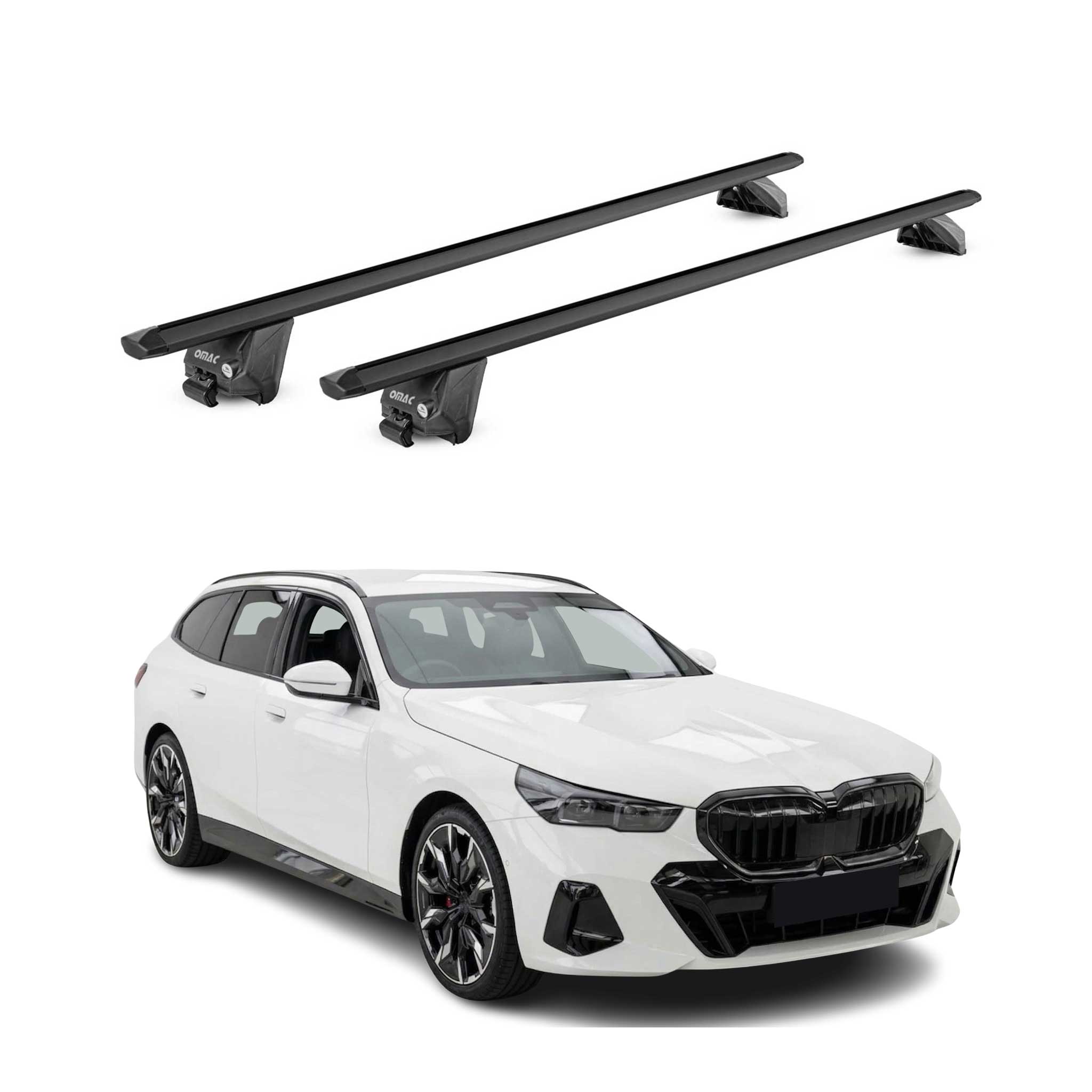Dachträger für BMW 5er G61 Touring 2024-2026 100kg Aluminium Schwarz 2 tlg ABE