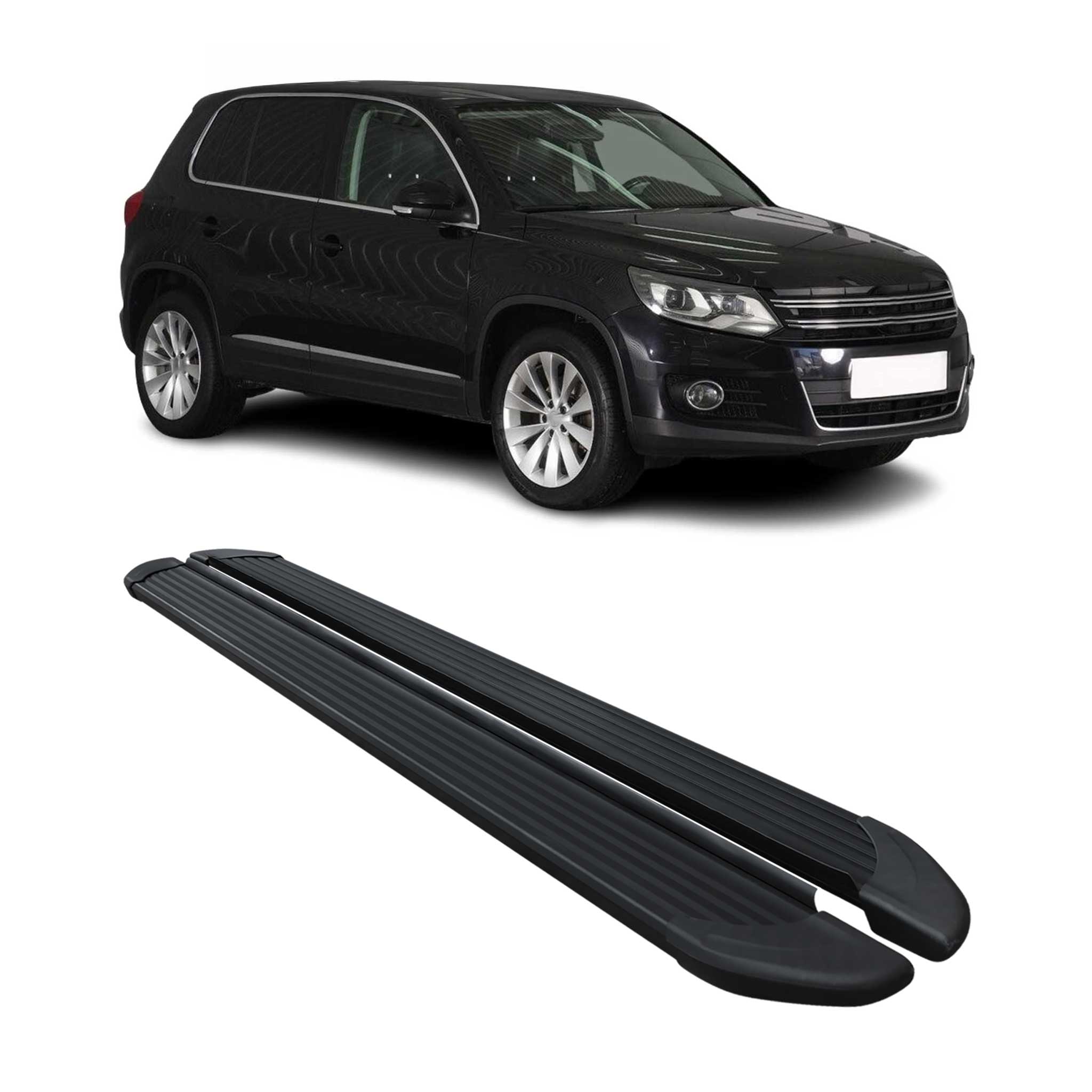 Seitenschweller Trittbretter Schweller für VW Tiguan 2007-2016 Aluminium Schwarz