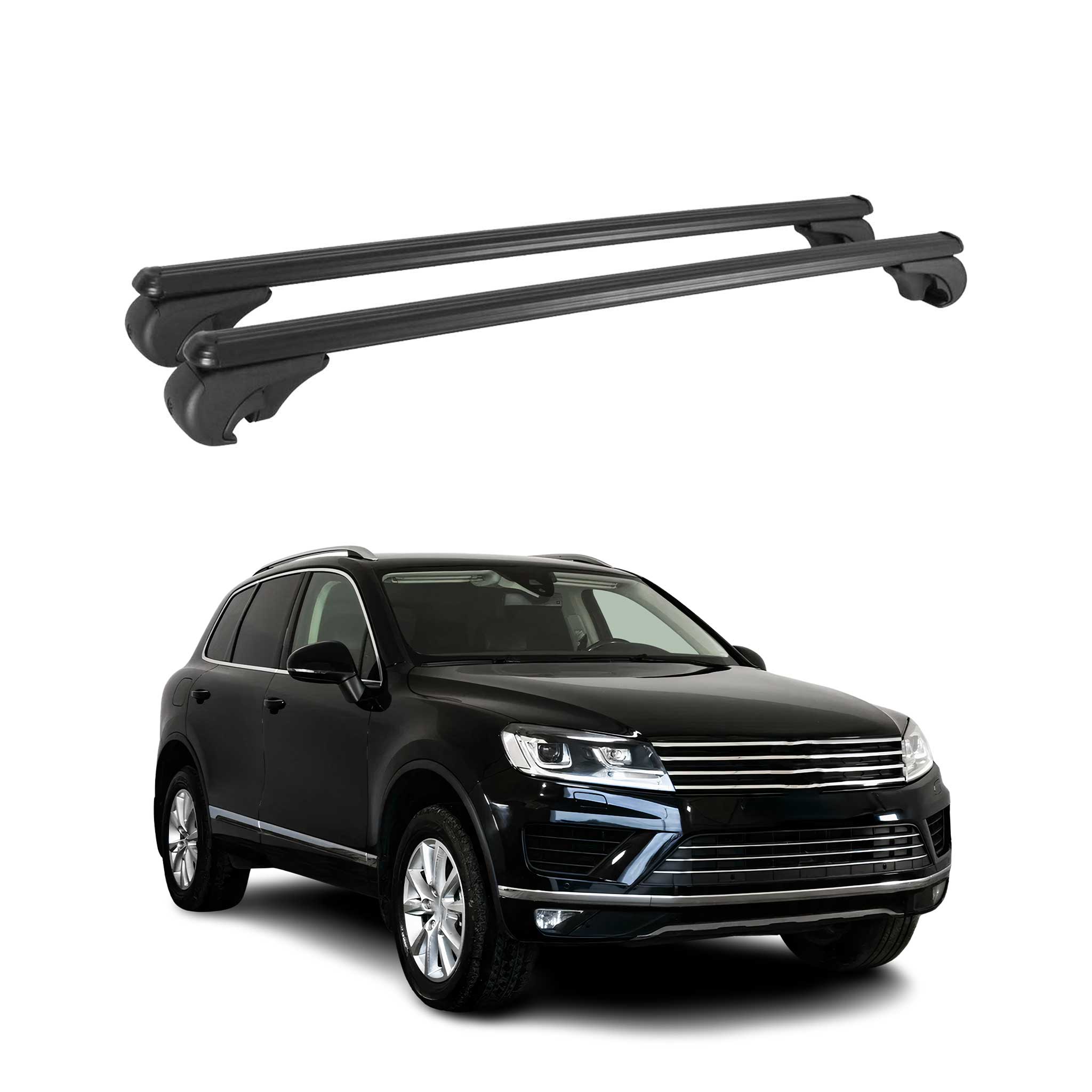 Dachträger für VW Touareg 2010-2018 Gepäckträger Grundträger Alu Schwarz 2x