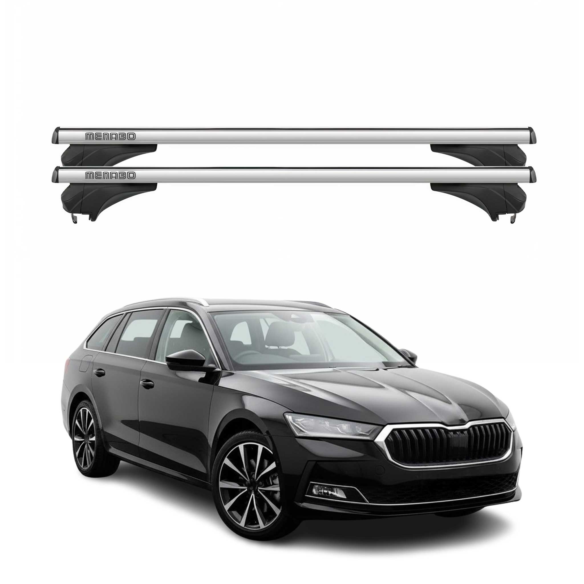 Menabo Dachträger für Skoda Superb 3Y Kombi 2024-2026 Aluminium Silber 2 tlg