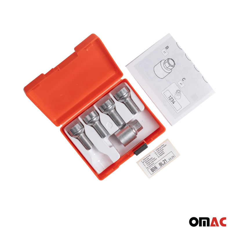 Radschloss Radschrauben Satz für Mercedes CLC 2008-2011 Silber 4x M14X1.5