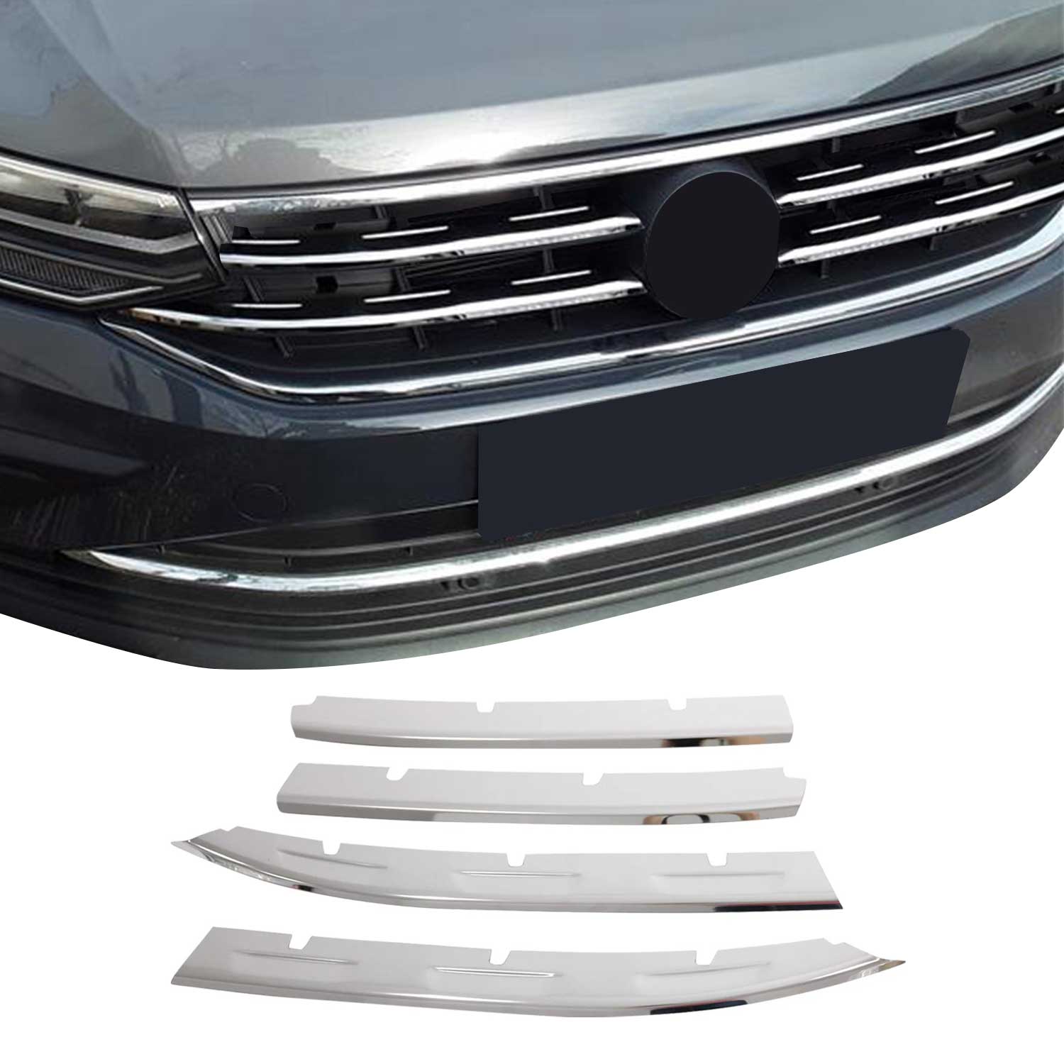 Kühlergrill Leisten Grillleisten für VW Tiguan 2020-2024 Edelstahl Chrom 4tlg