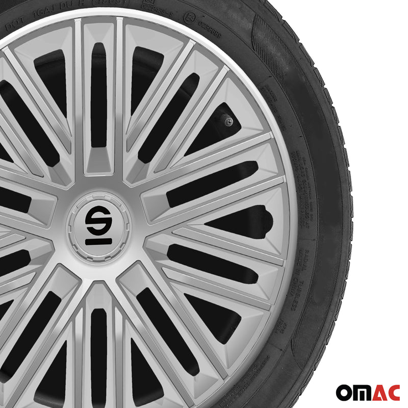 Radkappen Radzierblenden Sparco Bergamo 15" Zoll Auto Abdeckung Set Silber 4x