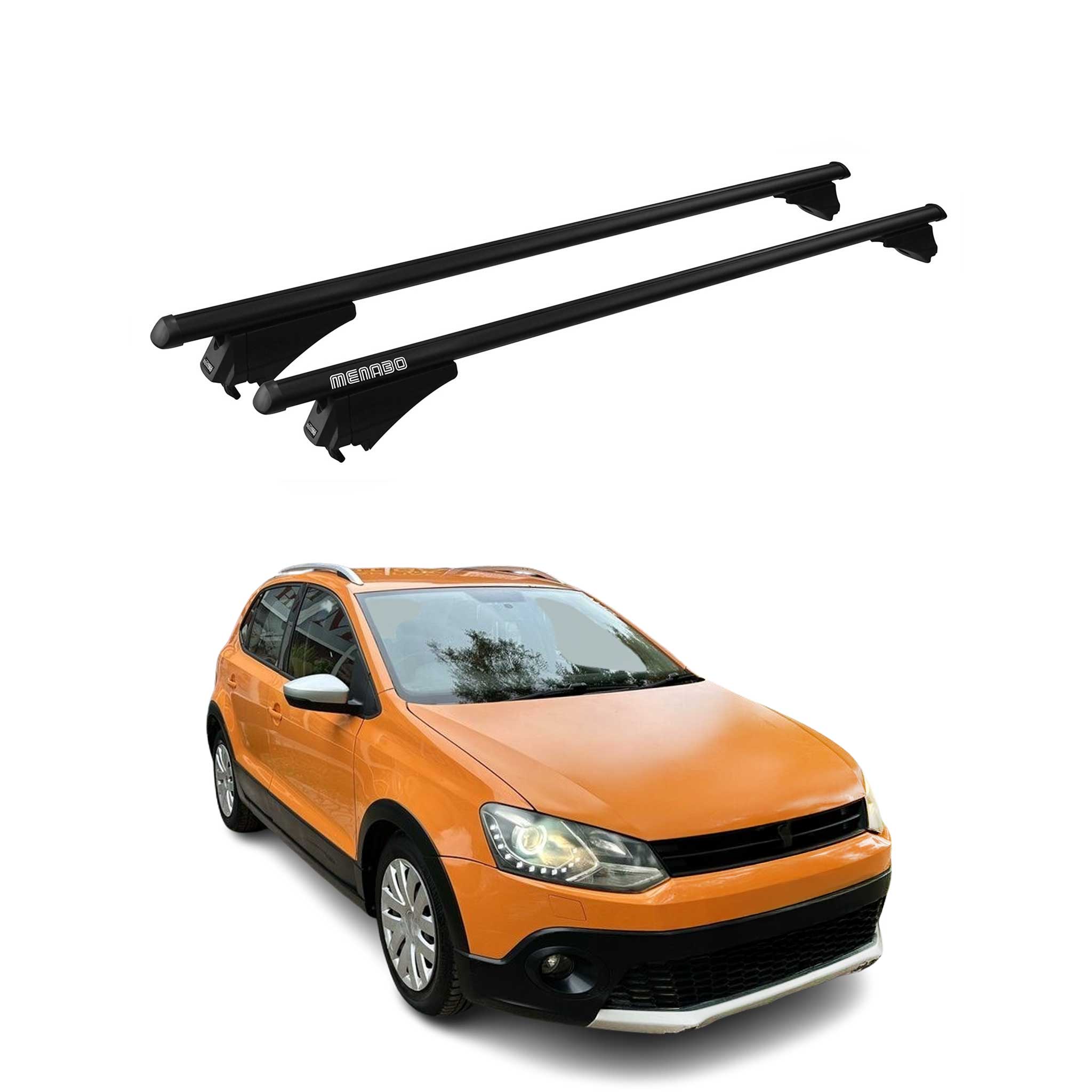 Menabo Dachträger Grundtäger für VW Polo V Cross 6R 2009-2017 75kg Alu Schwarz