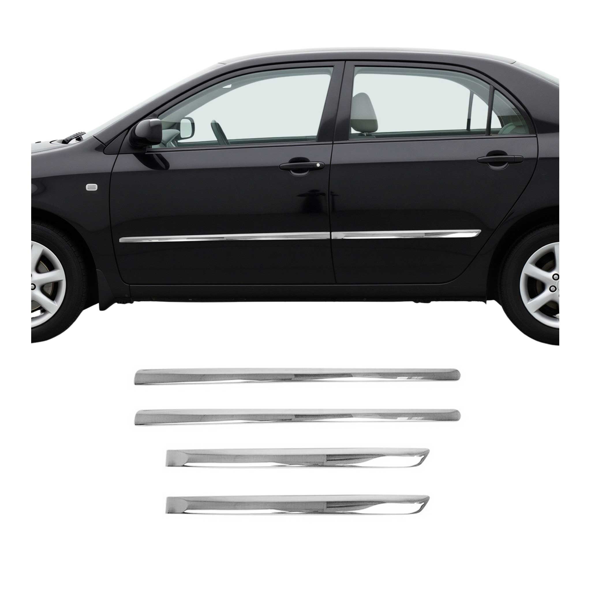 Seitentürleiste Türschutzleiste für Toyota Corolla Stufenheck 2002-2007 Chrom 4x
