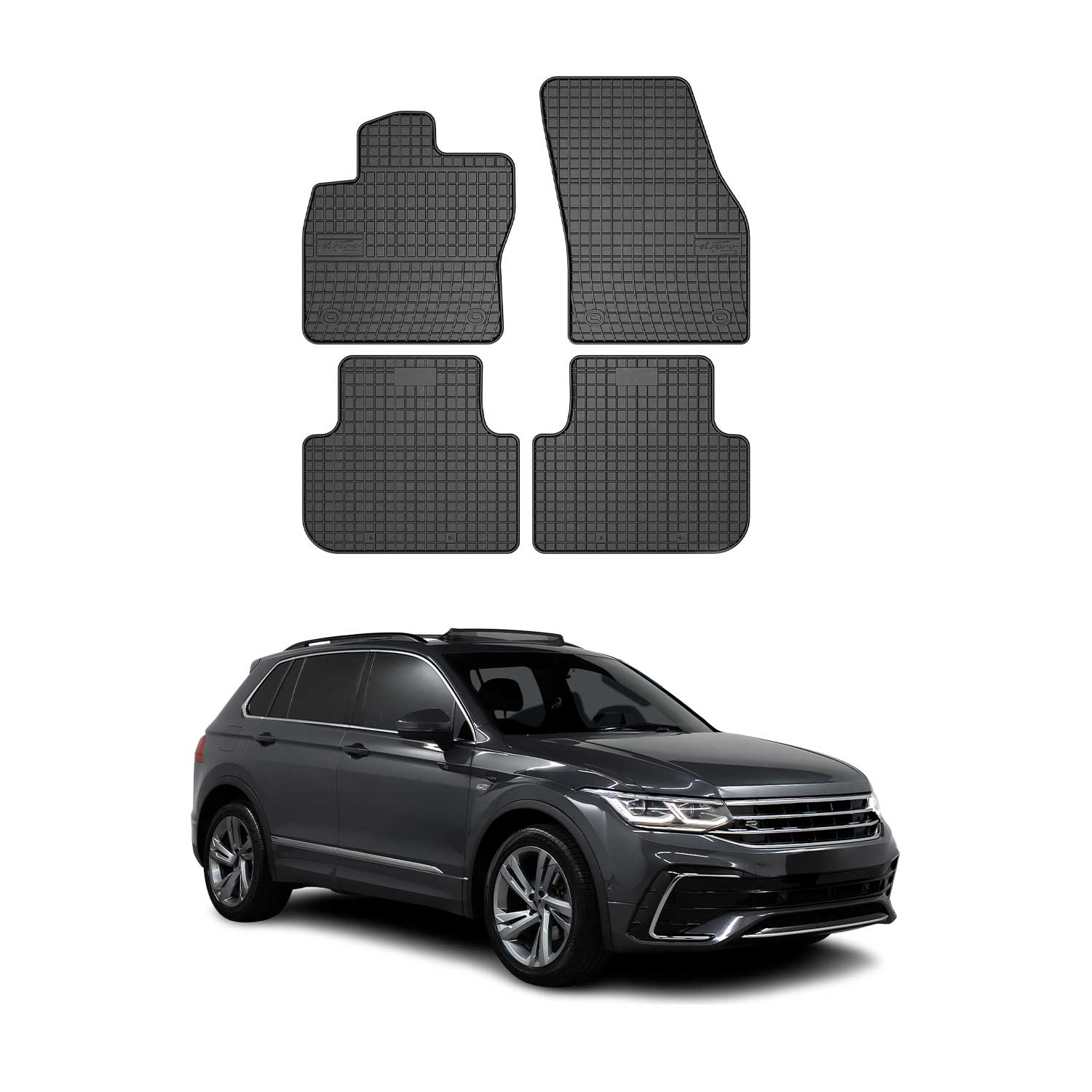OMAC Gummi Fußmatten für VW Tiguan 2016-2024 Automatten Gummi Schwarz 4tlg