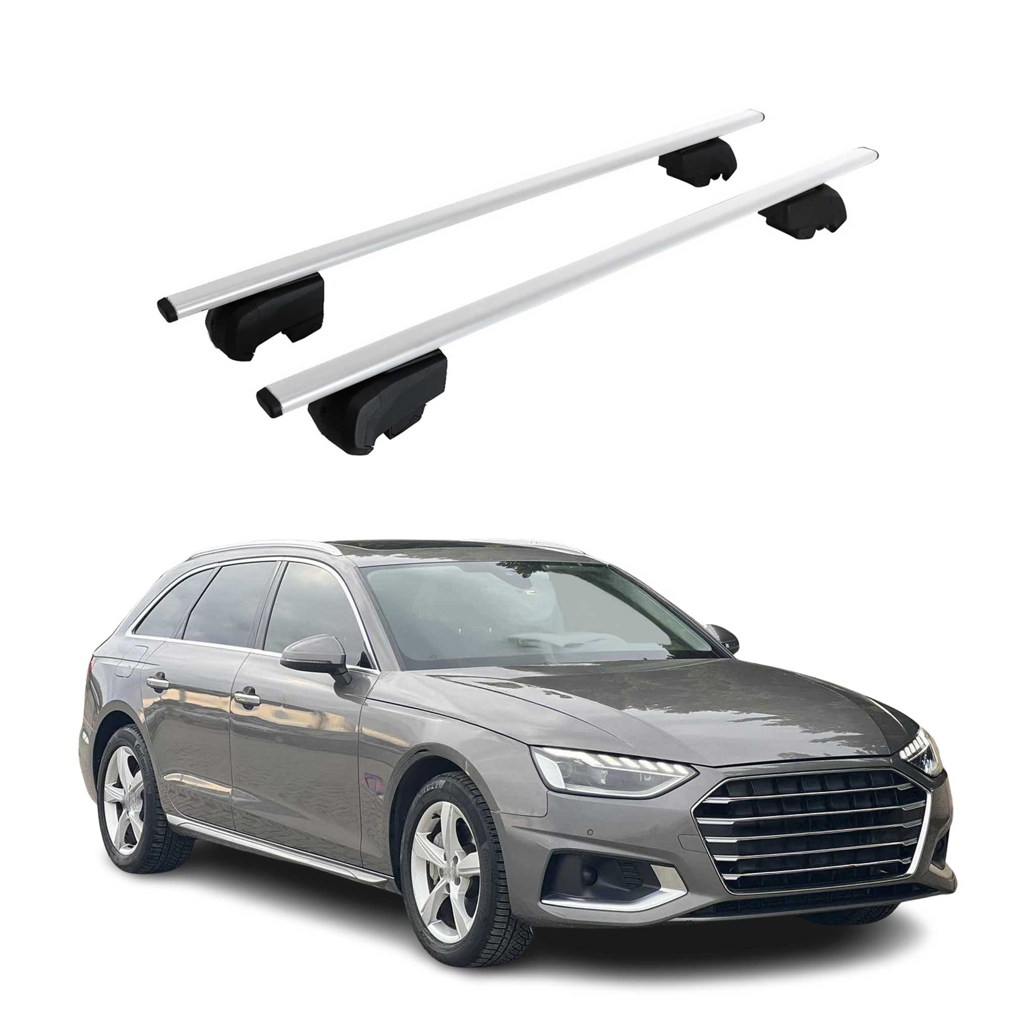 Dachträger Gepäckträger für Audi A4 B9 Avant 2016-2025 ABE Metall Silber 2x