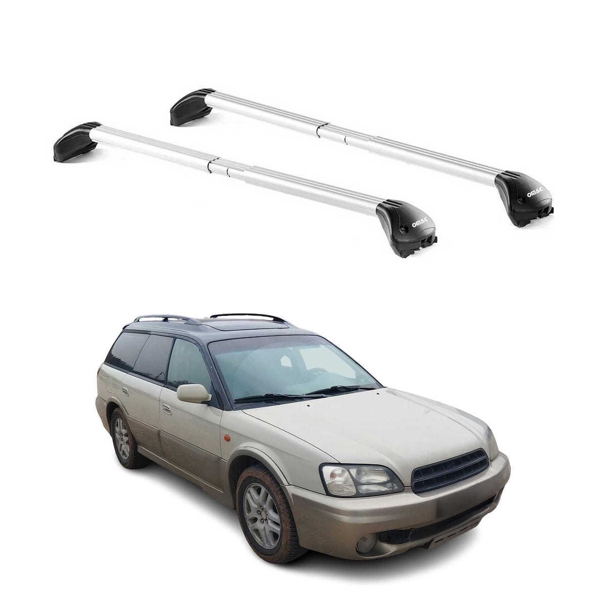 Dachträger Grundtäger für Subaru Outback mk2 1999-2003 5tür 100kg Alu ABE Silber