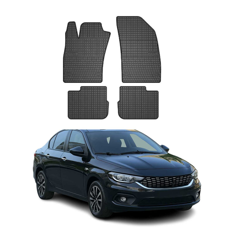OMAC Gummi Fußmatten für Fiat Tipo Stufenheck 2015-2020 Automatten Schwarz 4x
