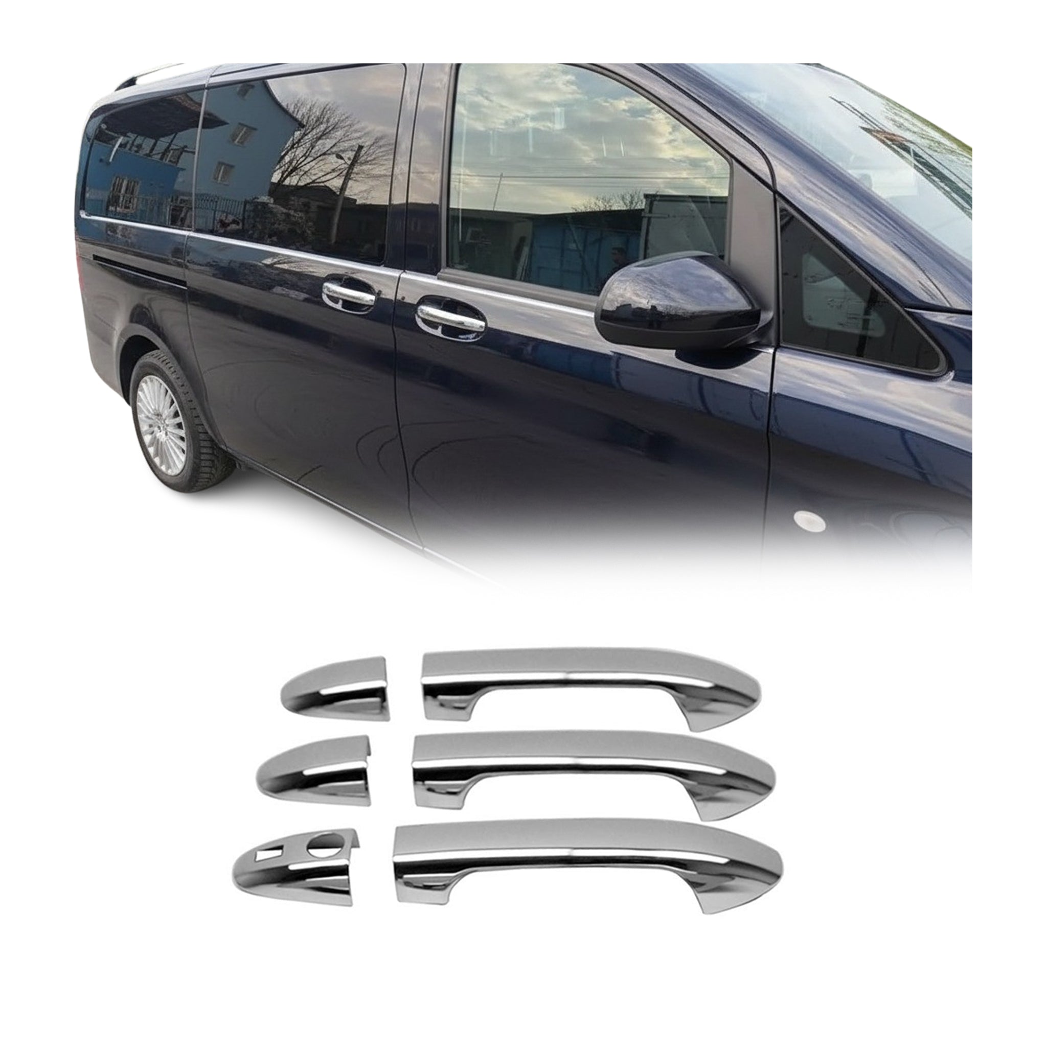 Chrom Türgriff Blende für Mercedes Vito 2014-2021 3-Tür Edelstahl 6tlg