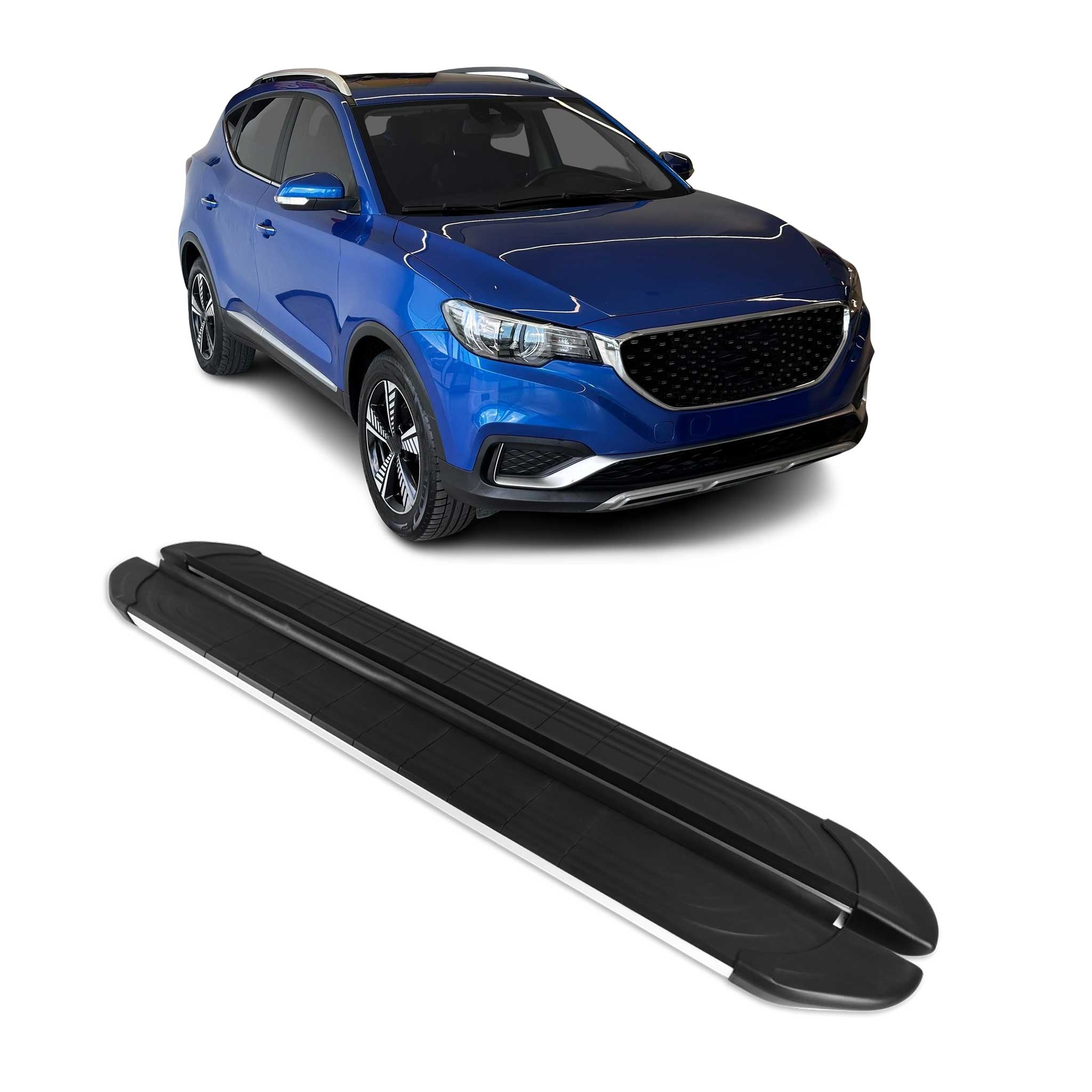 Seitenschweller Trittbretter für MG ZS-EV 2020-2026 Silber Aluminium 2 tlg