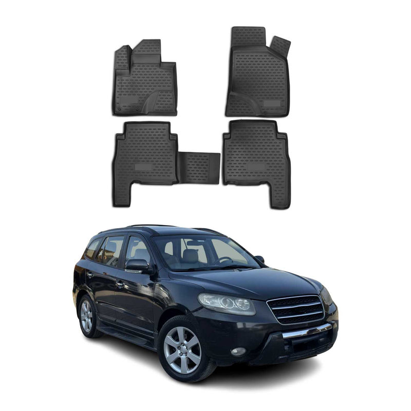OMAC Gummimatten Fußmatten für Hyundai Santa Fe 2010-2012 TPE Matten Schwarz 4x