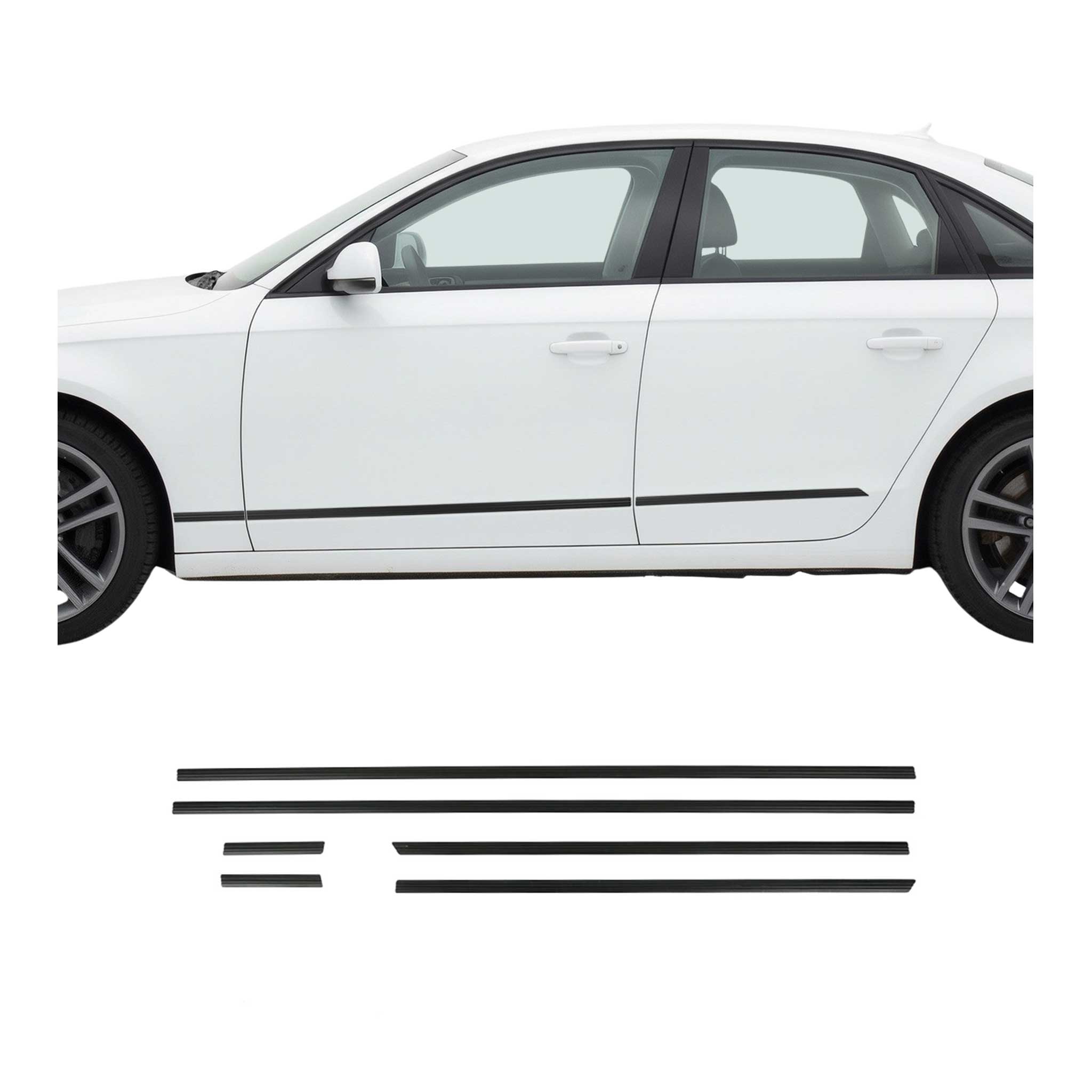 Seitentürleiste Türleisten Türschutzleiste für Audi A4 2007-2016 Alu Schwarz 6x