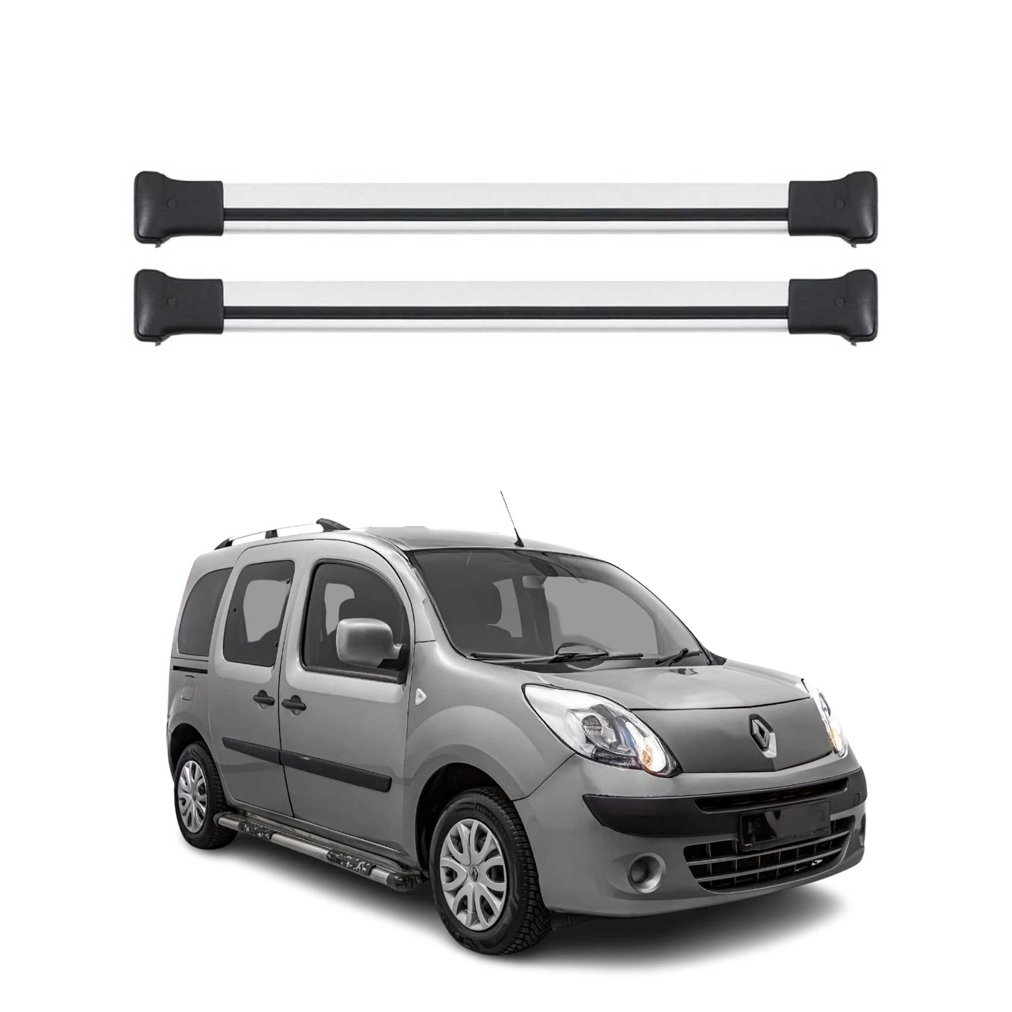 Dachträger Grundtäger für Renault Kangoo mk2 2007-2021 75kg Alu Silber 2tlg