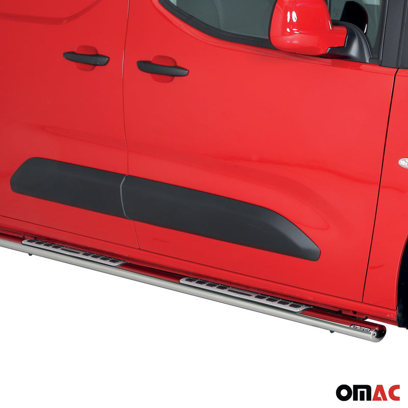 Edelstahl Seitenschweller Schwellerrohre für Opel Combo 2018-2025 Langer Silber