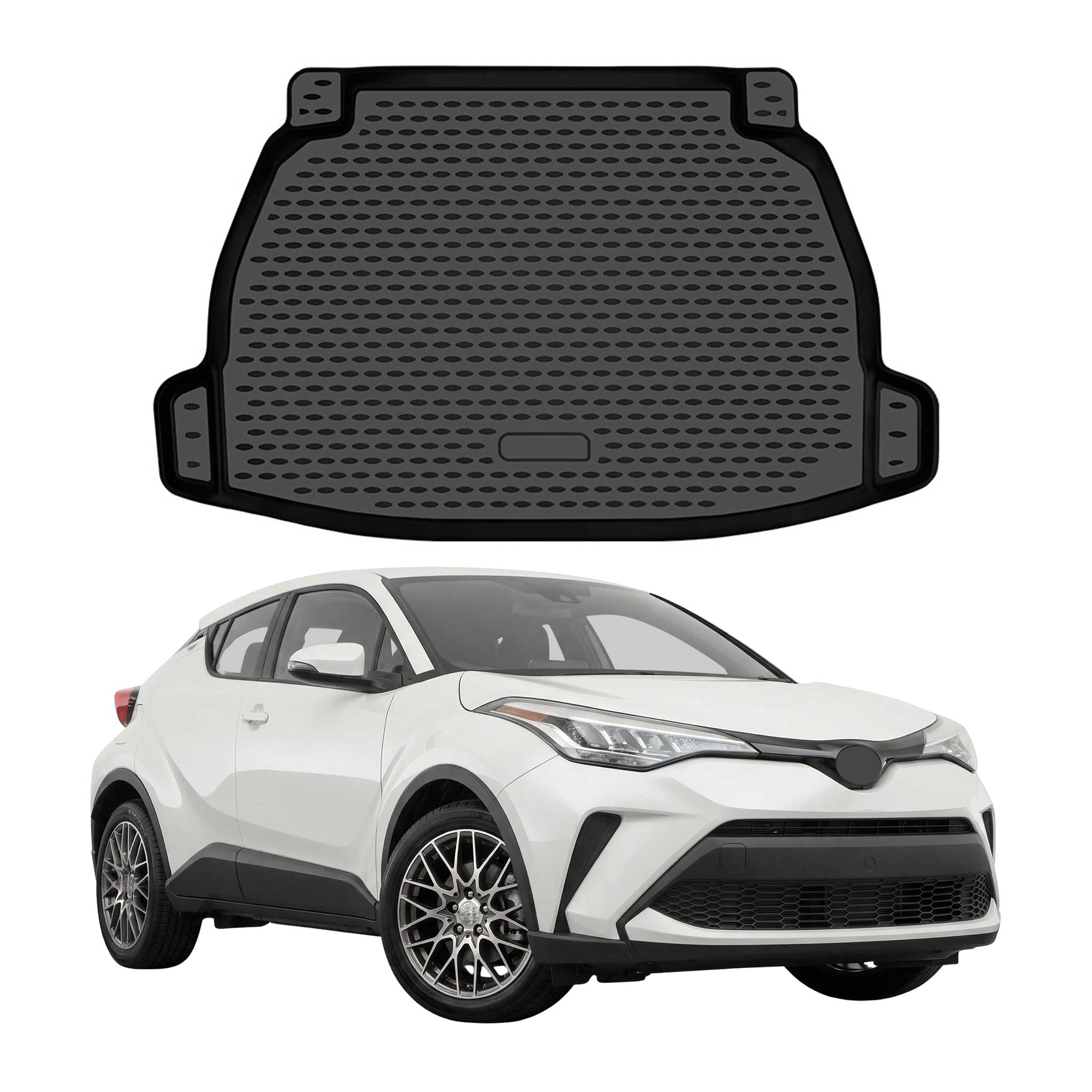 Kofferraummatte Laderaumwanne für Toyota C-HR I 2019-2023 Facelift TPE Schwarz