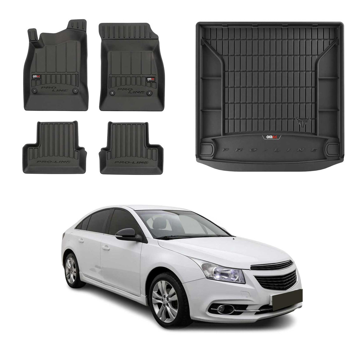 OMAC Fußmatten & Kofferraumwanne Set für Chevrolet Cruze (Kombi) 2012-2016