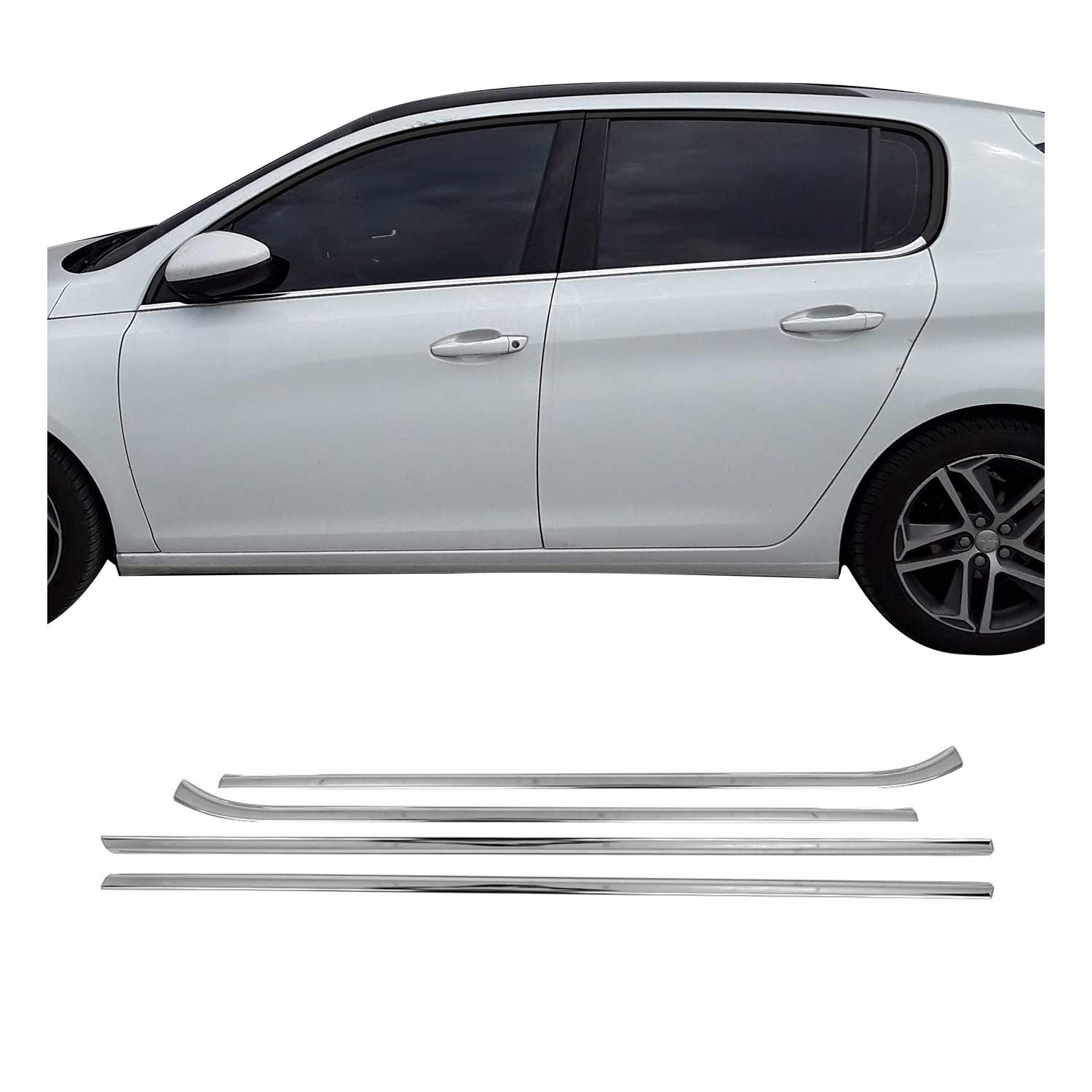 Fensterleisten Zierleisten für Peugeot 308 2014-2021 Edelstahl Chrom 4tlg
