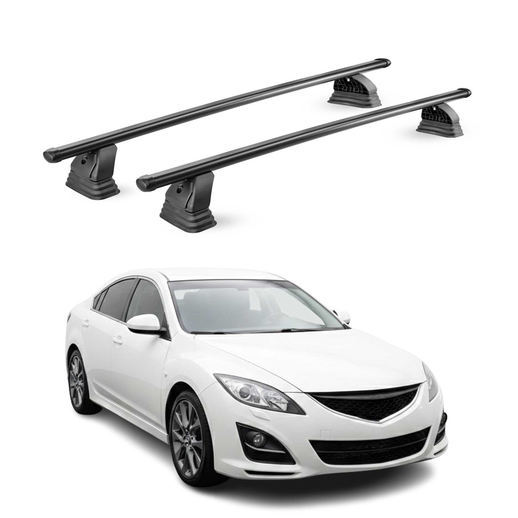Stahl Dachträger für Mazda 6 II Limo 2007-2012 TÜV Abschließbar 2tlg Schwarz