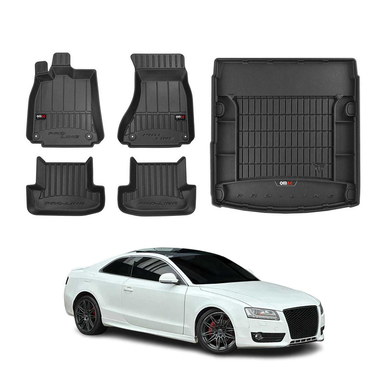 OMAC Fußmatten & Kofferraumwanne Set für Audi A5 8T3 Coupe 2007-2016 Gummi 5x