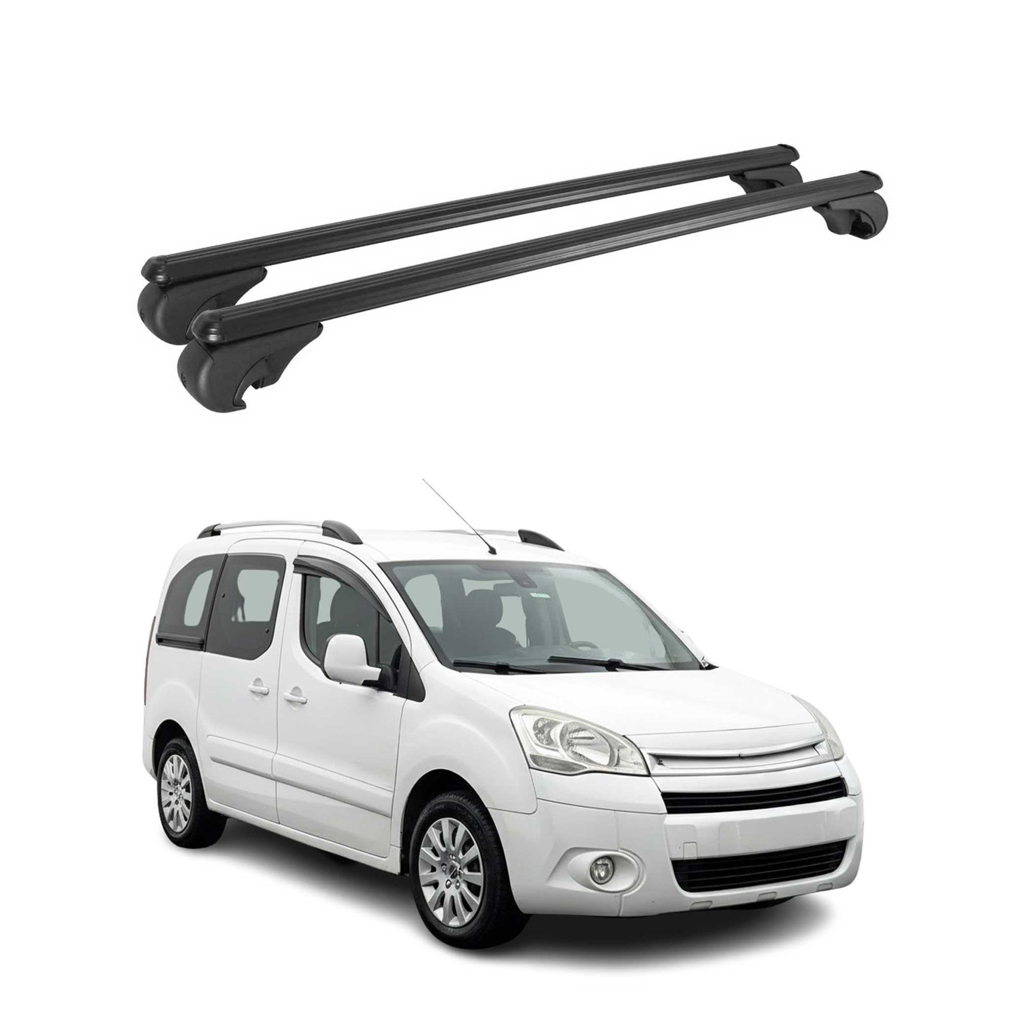 Dachträger Grundträger für Citroen Berlingo 2008-2018 TÜV Aluminium Schwarz 2tlg