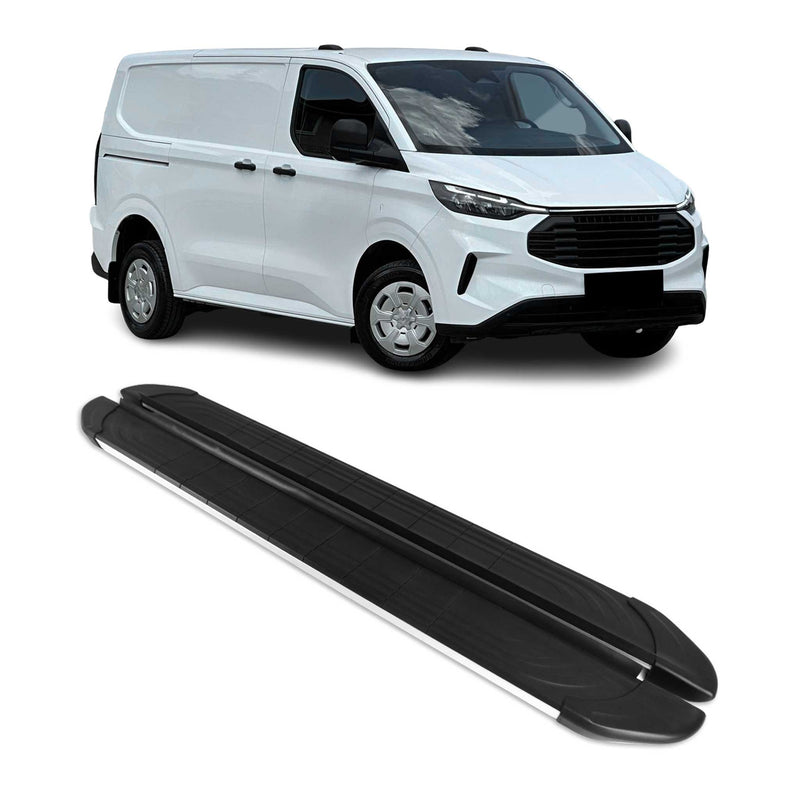Seitenschweller Trittbretter für Ford Tourneo Custom 2023-2025 L1 Silber 2 tlg
