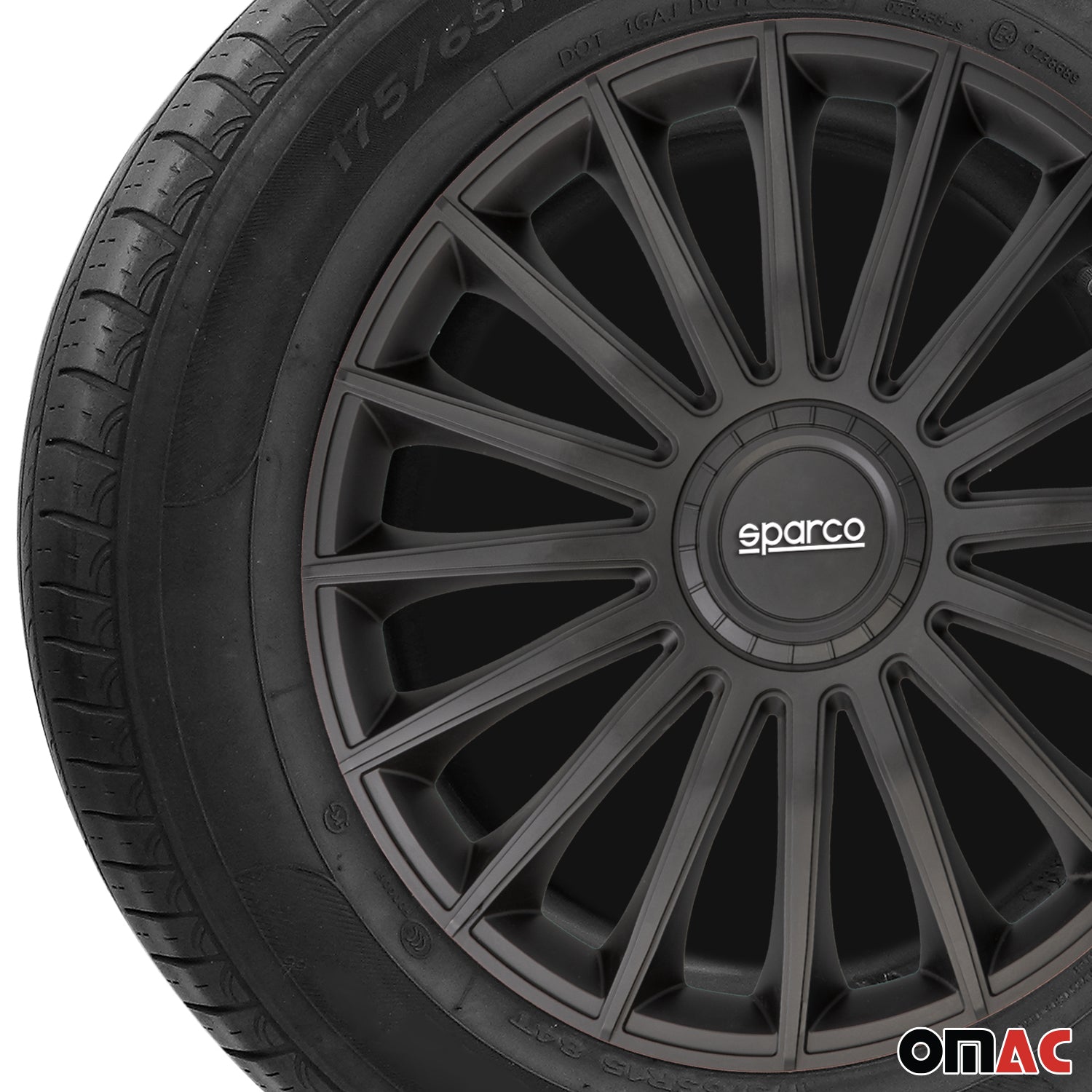 Radkappen Radzierblenden Sparco Treviso 16" Zoll Auto Abdeckung Set Schwarz 4x