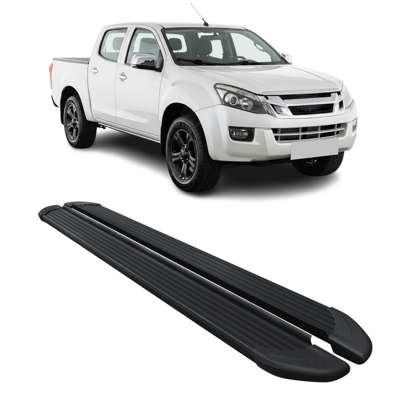 Seitenschweller Trittbretter für Isuzu D-Max DoubleCab 2012-2019 Alu Schwarz