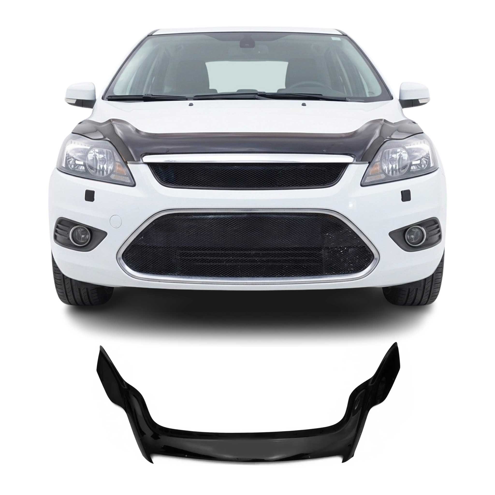 Motorhaube Deflektor Steinschlagschutz für Ford Focus 2 FL 2008-2010 Schwarz
