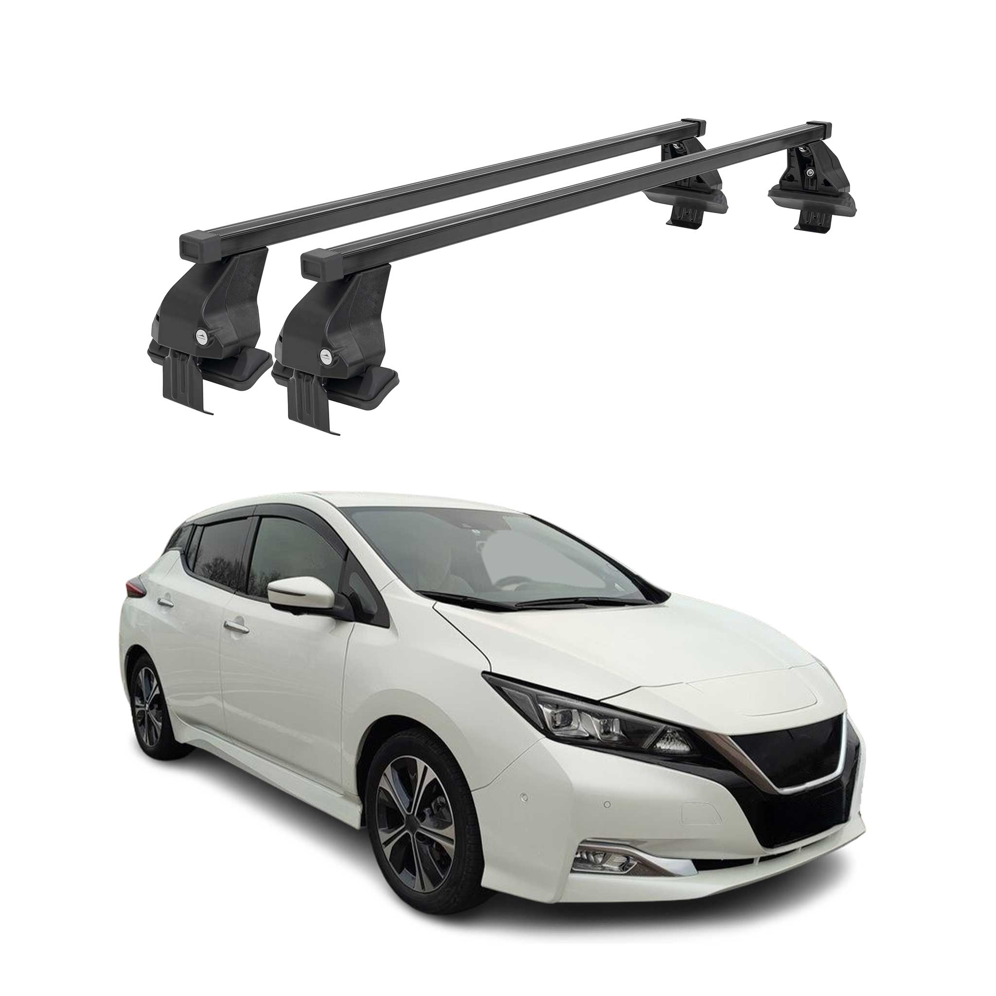 Menabo Dachträger Grundtäger für Nissan Leaf 2018-2025 50kg Stahl Schwarz 2tlg