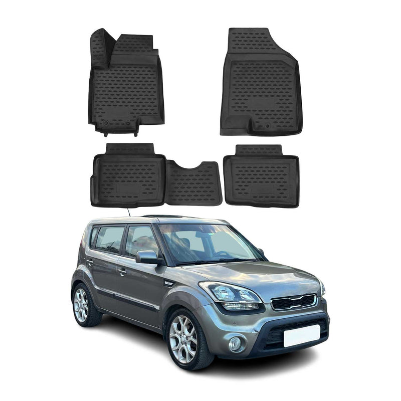 OMAC Gummimatten Fußmatten für Kia Soul 2008-2014 TPE Automatten Schwarz 4x