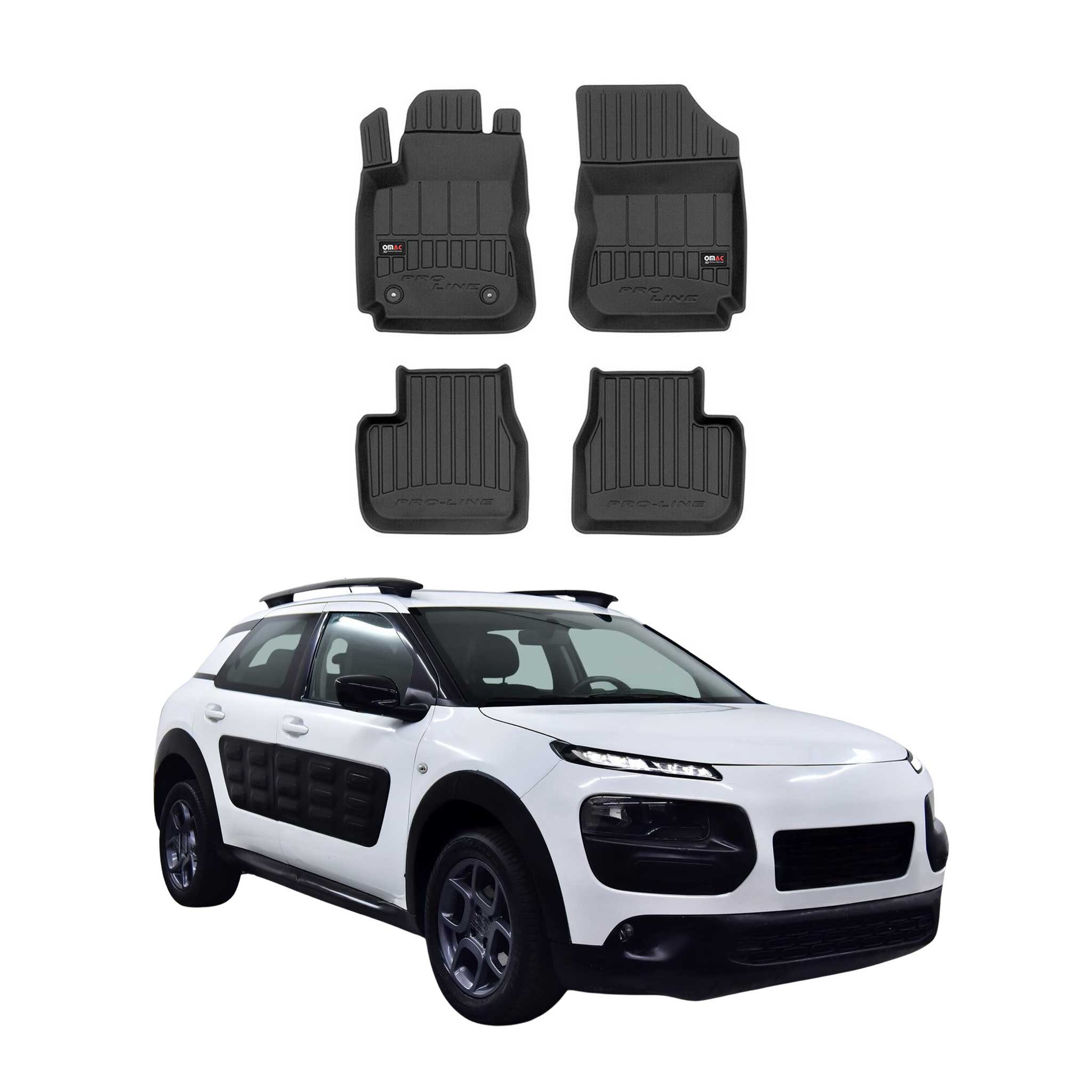 OMAC Gummi Fußmatten für Citroen C4 Cactus 2014-2022 Premium Gummi Schwarz 4tlg