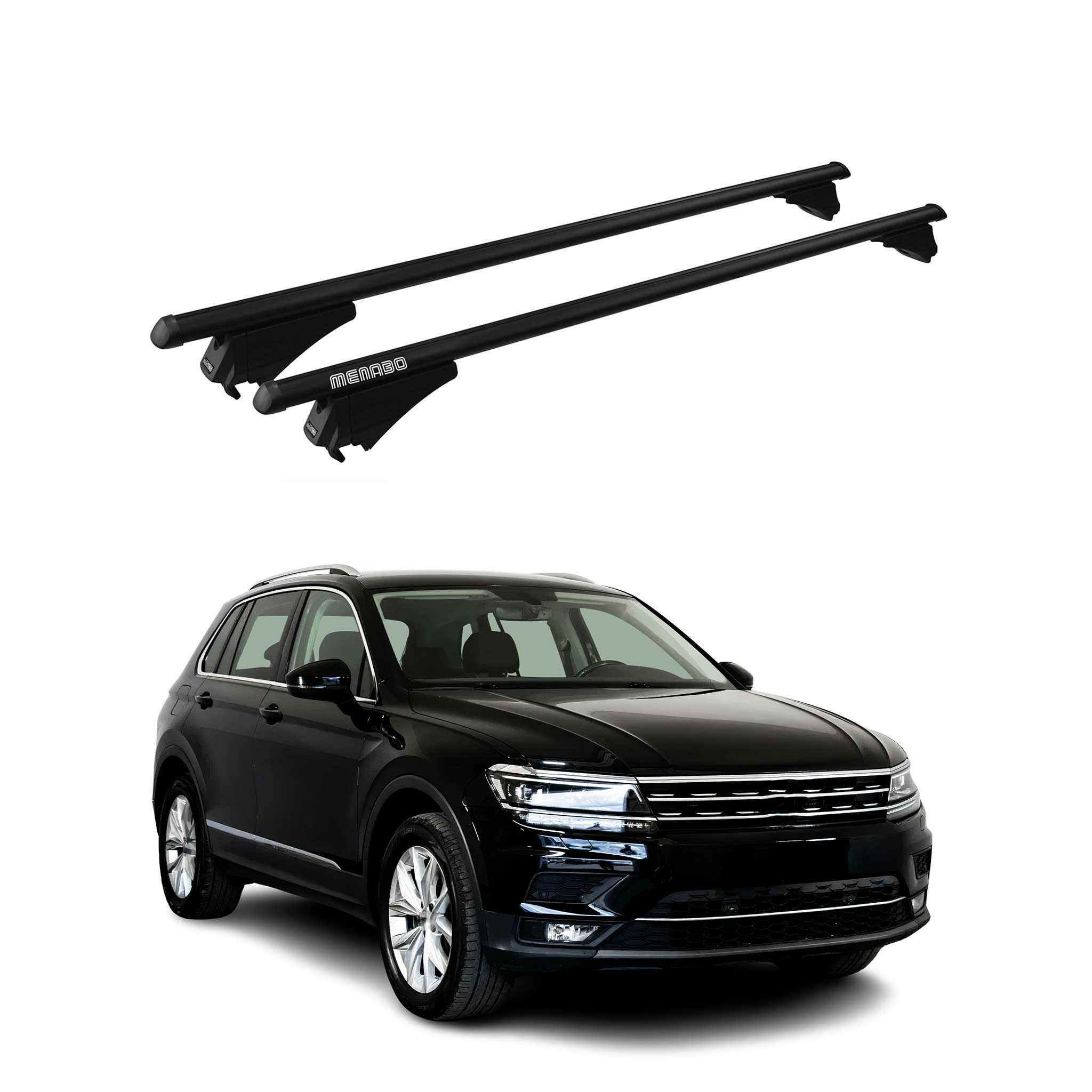 Menabo Dachträger Grundtäger für VW Tiguan mk2 2016-2020 Pre-FL 75kg Alu Schwarz