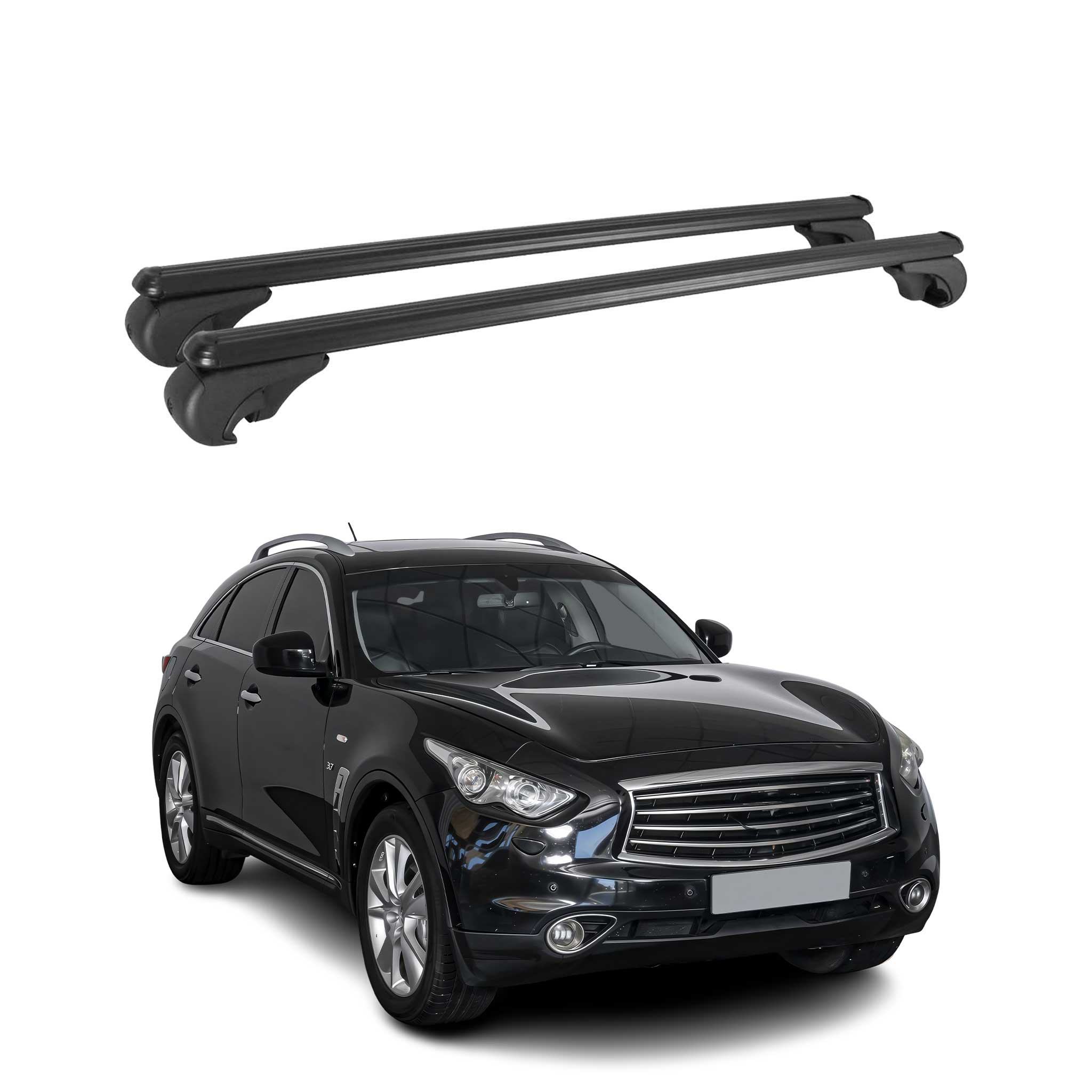 Dachträger für Infiniti QX70 2013-2021 Gepäckträger Grundträger Alu Schwarz 2x