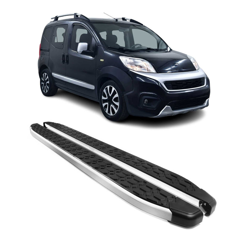 Alu Trittbretter Seitenschweller für Fiat Fiorino Qubo 2006-2021 Schwarz Silber
