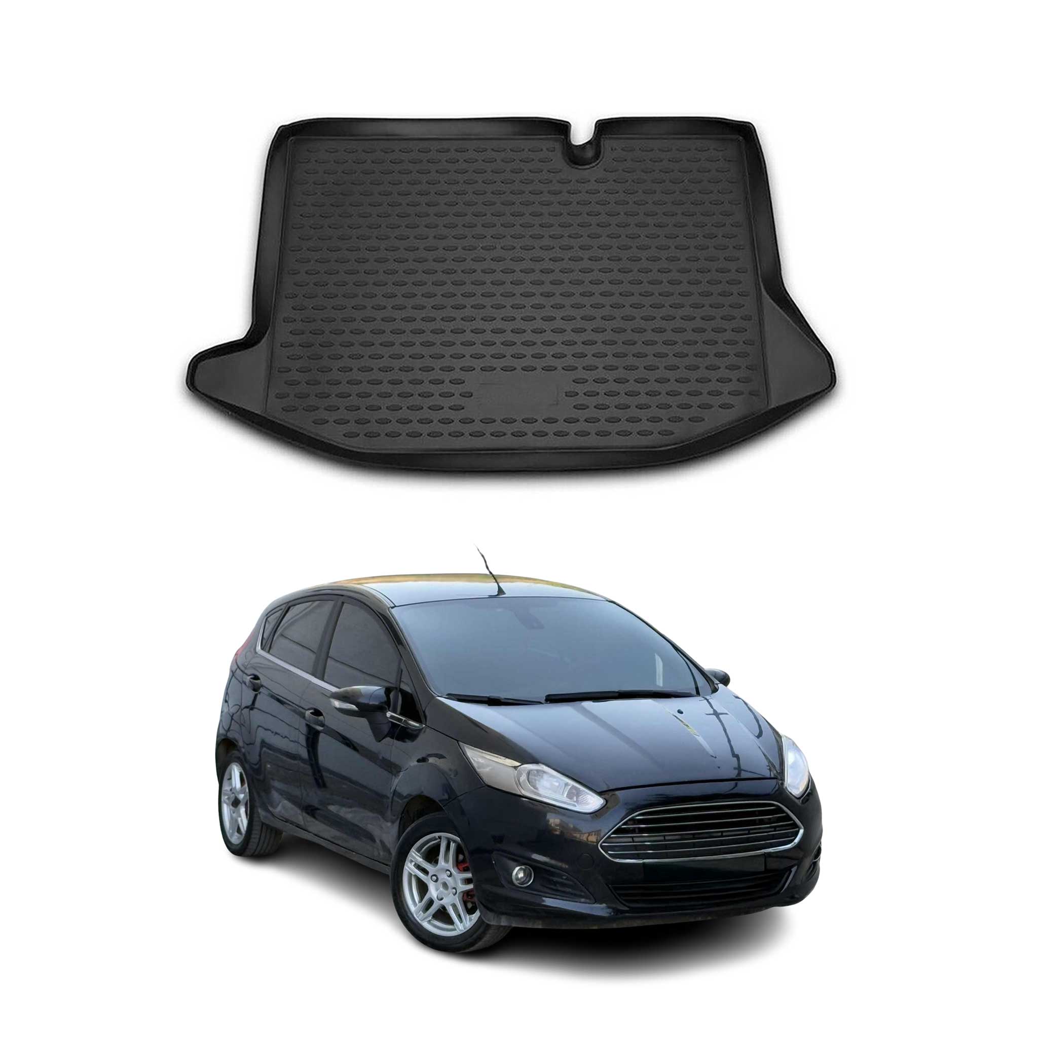 Kofferraummatte Kofferraumwanne für Ford Fiesta VI 2011-2018 Gummi TPE Schwarz