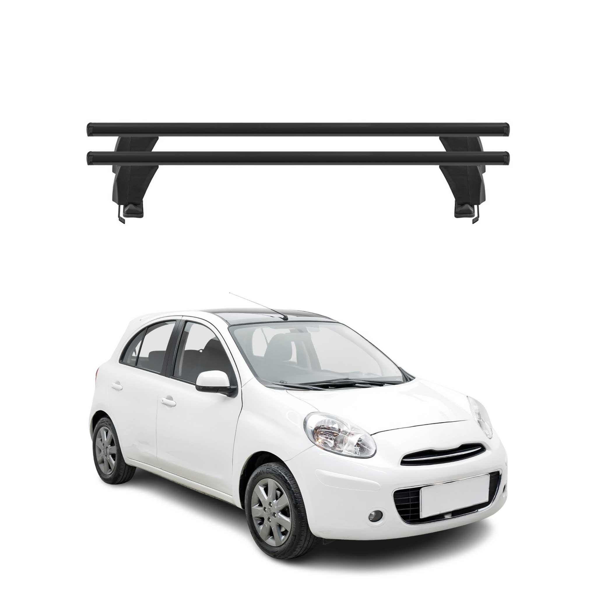Menabo Dachträger Grundtäger für Nissan Micra 2010-2017 50kg Alu Schwarz 2 tlg