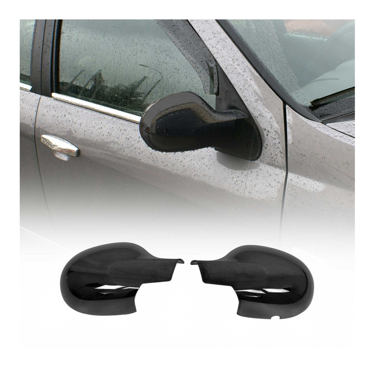 Spiegelkappen Spiegelabdeckung für Renault Thalia 2008-2013 Chrom ABS Dunkel