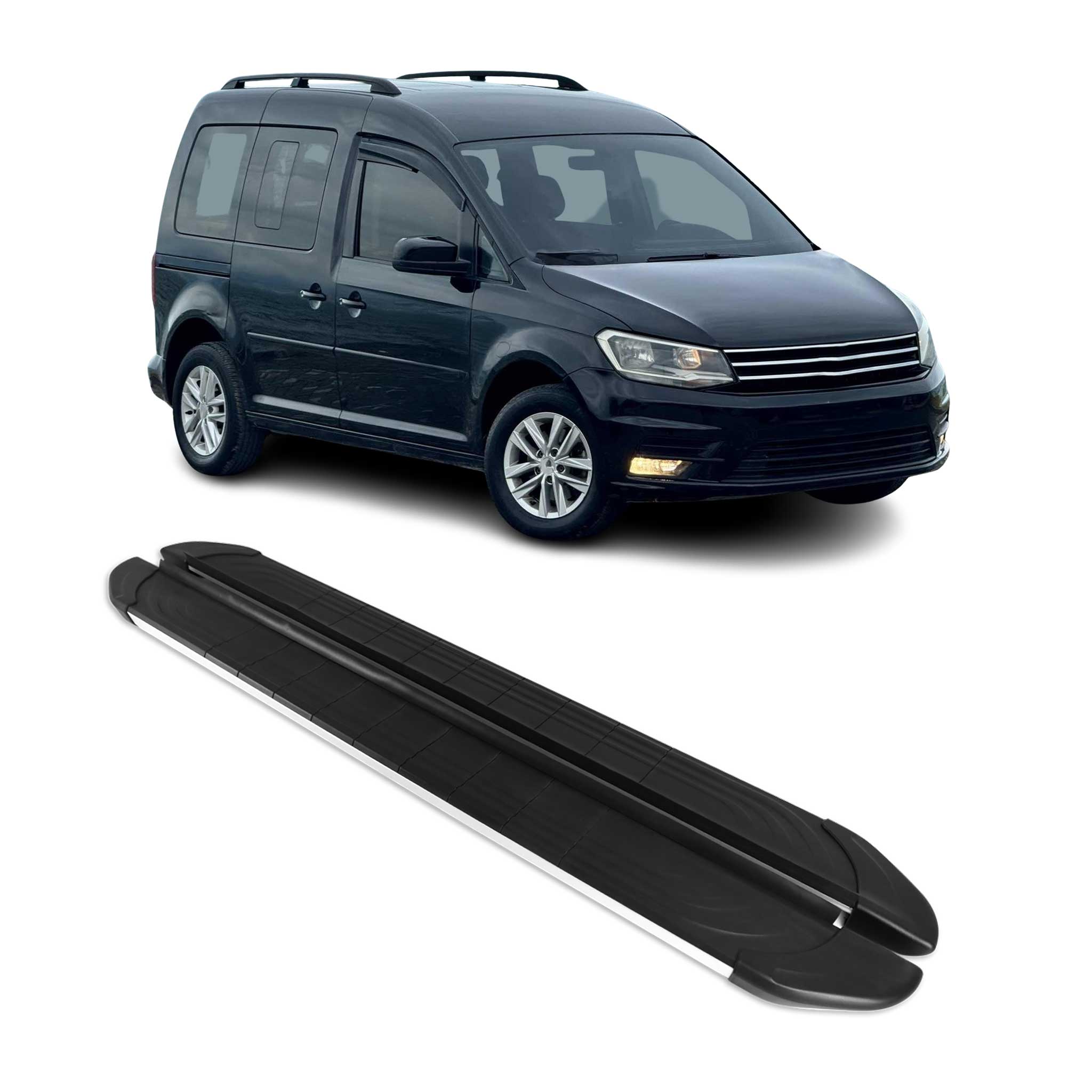 Trittbretter Seitenschweller für VW Caddy 2004-2020 L1 Kurzer Schwarz Silber 2x