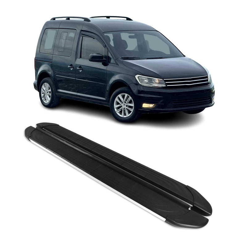 Trittbretter Seitenschweller für VW Caddy 2004-2020 L1 Kurzer Schwarz Silber 2x